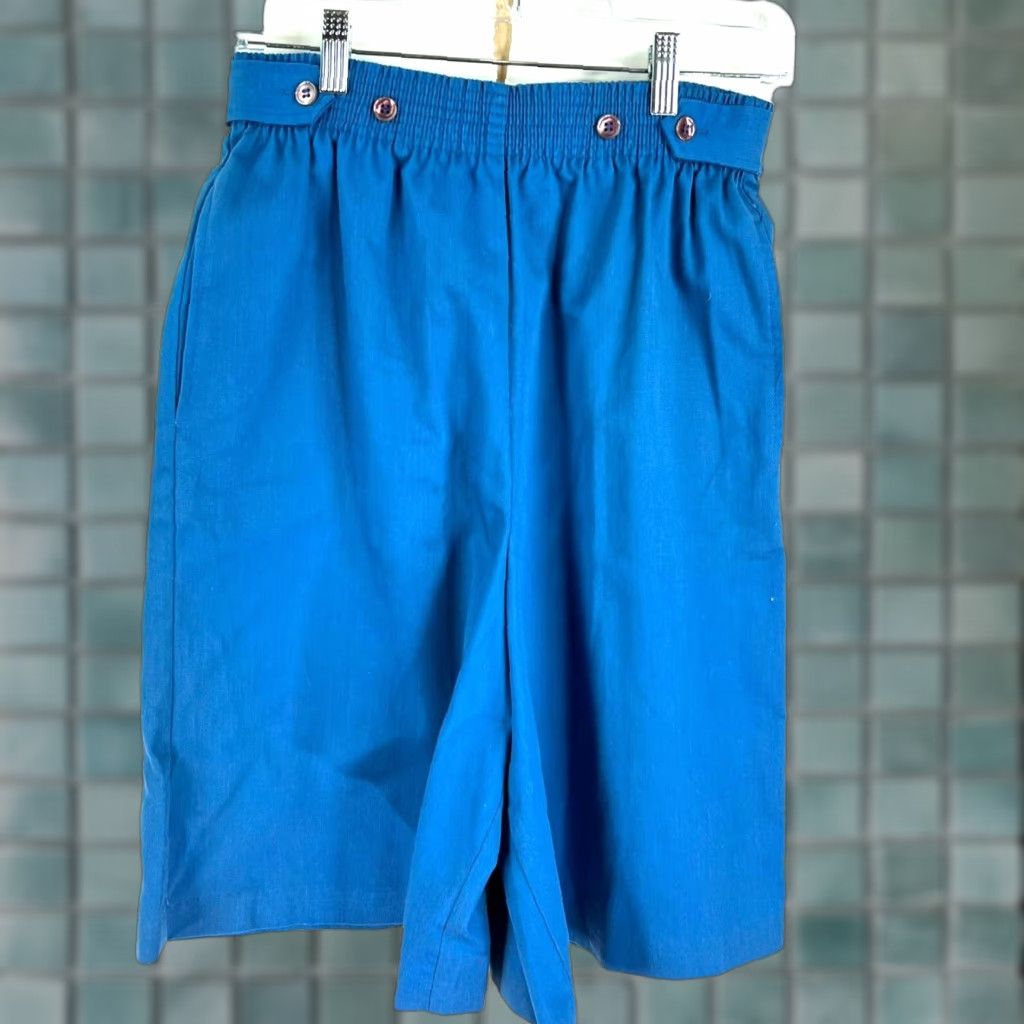 Vintage VINTAGE Lauren Bermuda Elastic High Waist Womens Size 8 Blue Pockets USA Size 30" / US 8 / IT 44 - 1 Thumbnail