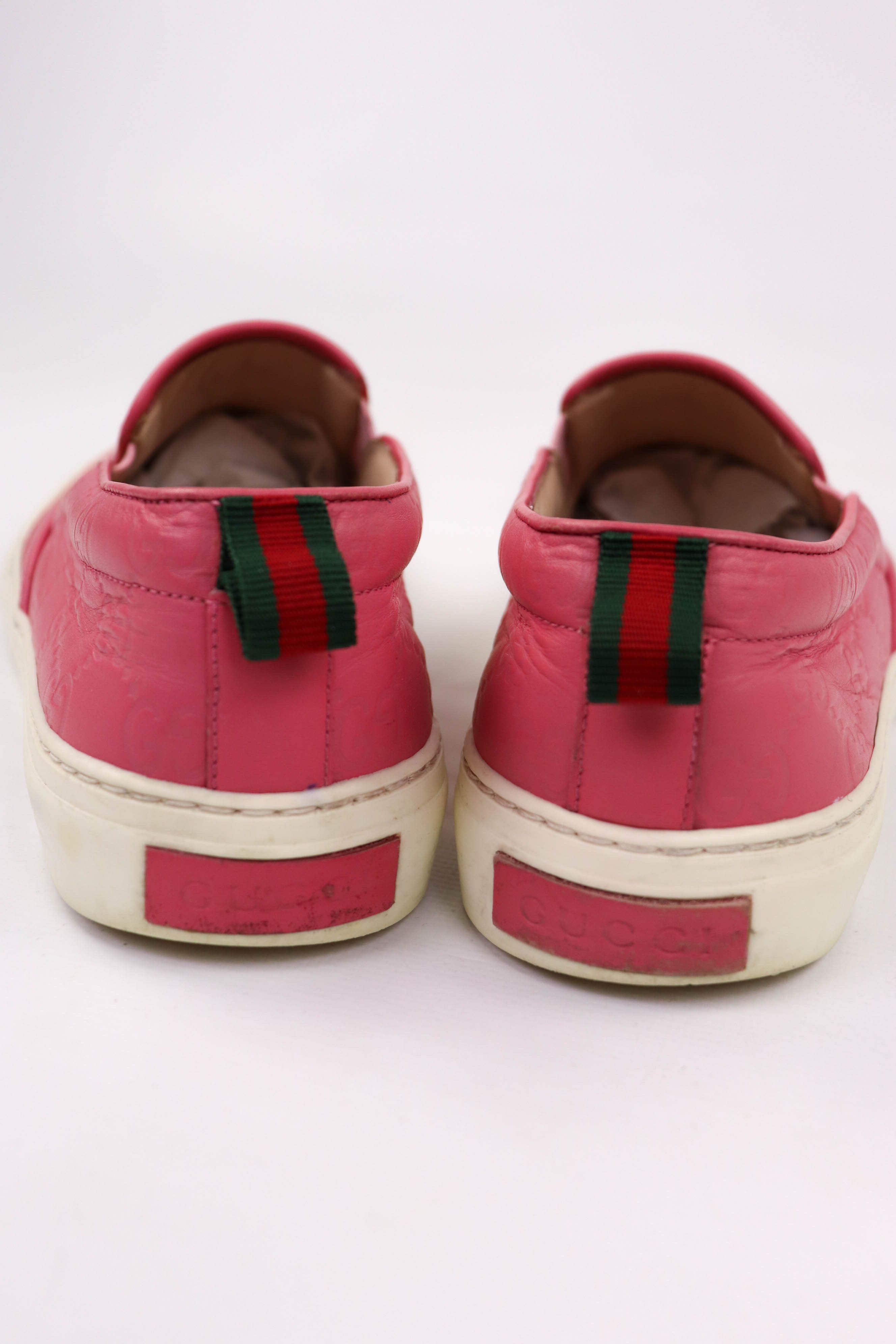 Gucci “Fashion Pink” Leather GG Monogram Slip On Shoes