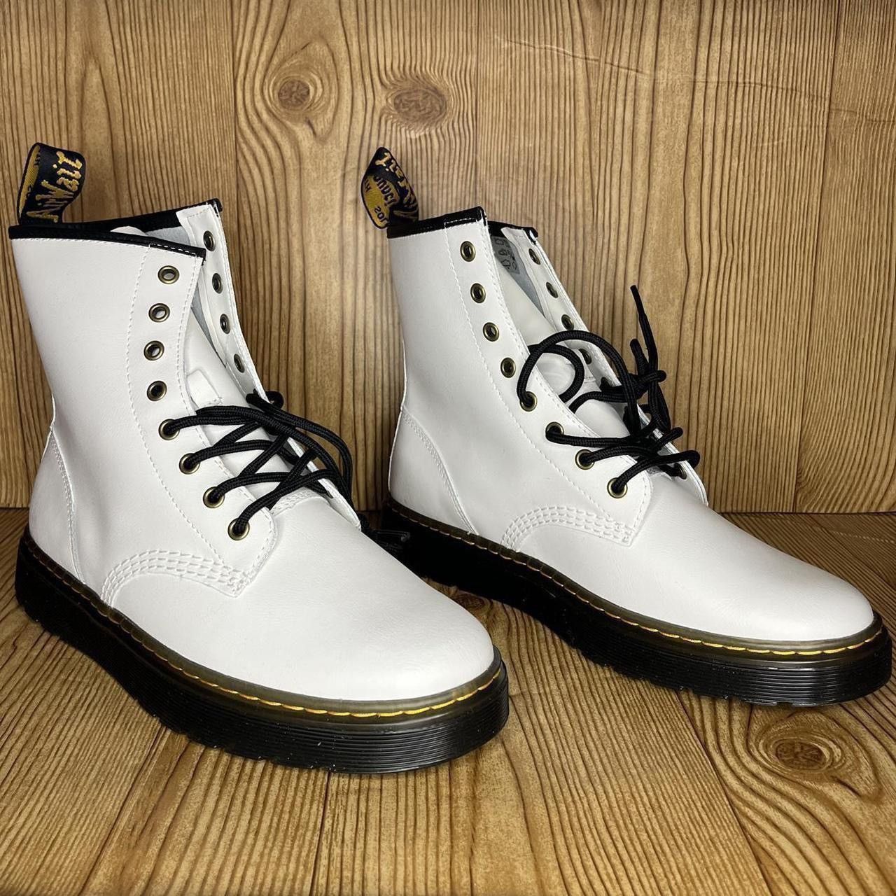 Dr. Martens Dr. Martens Zavala combat lace up white leather ankle boots Size US 10 / EU 43 - 2 Thumbnail