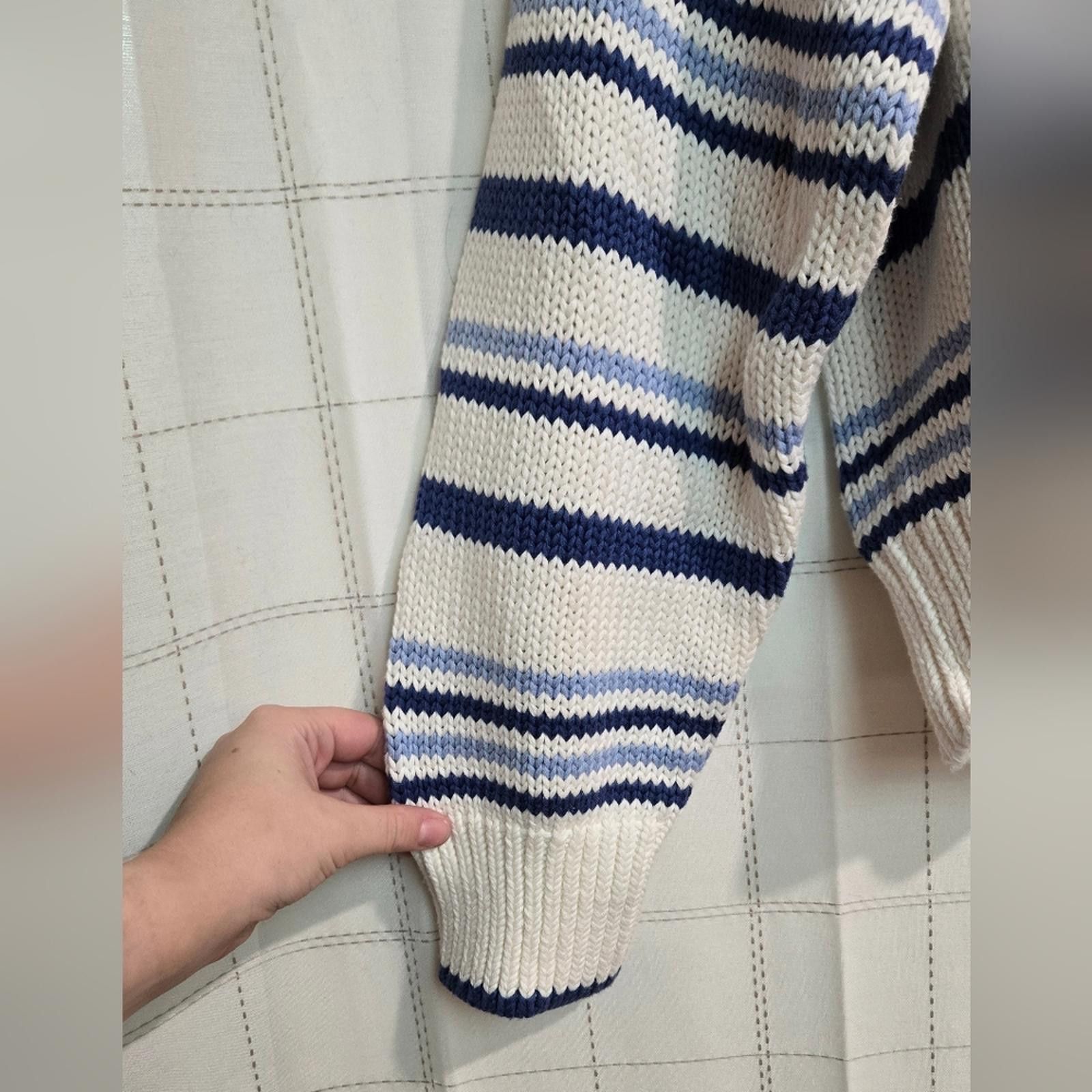 Madewell Madewell Ribbed Cotton Turtleneck Sweater in Stripe Size XL / US 12-14 / IT 48-50 - 8 Thumbnail