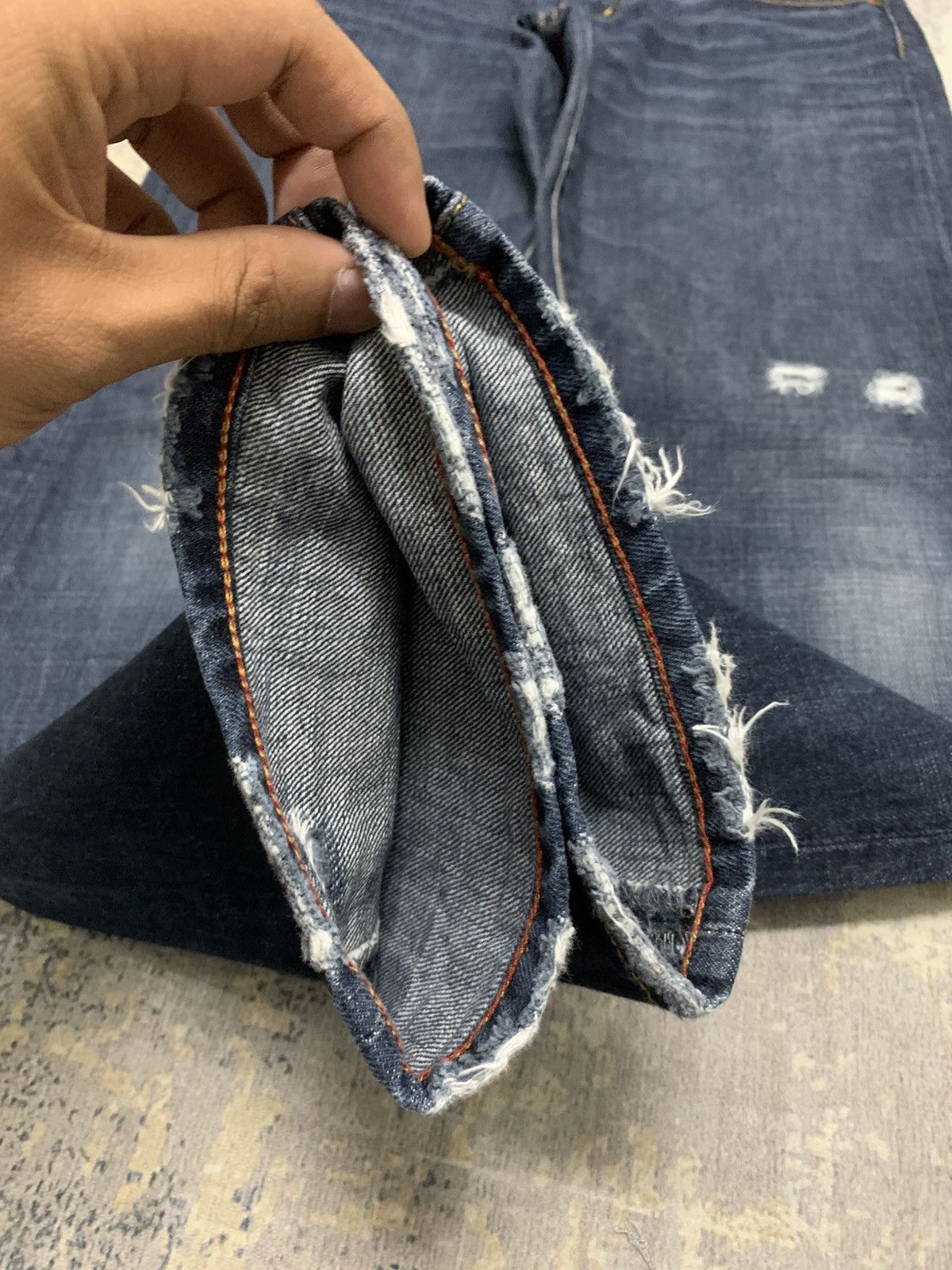 Japanese Brand AS KNOW AS Rare Dark Wash Distressed Japanese Denim Pant Size US 31 - 5 Thumbnail