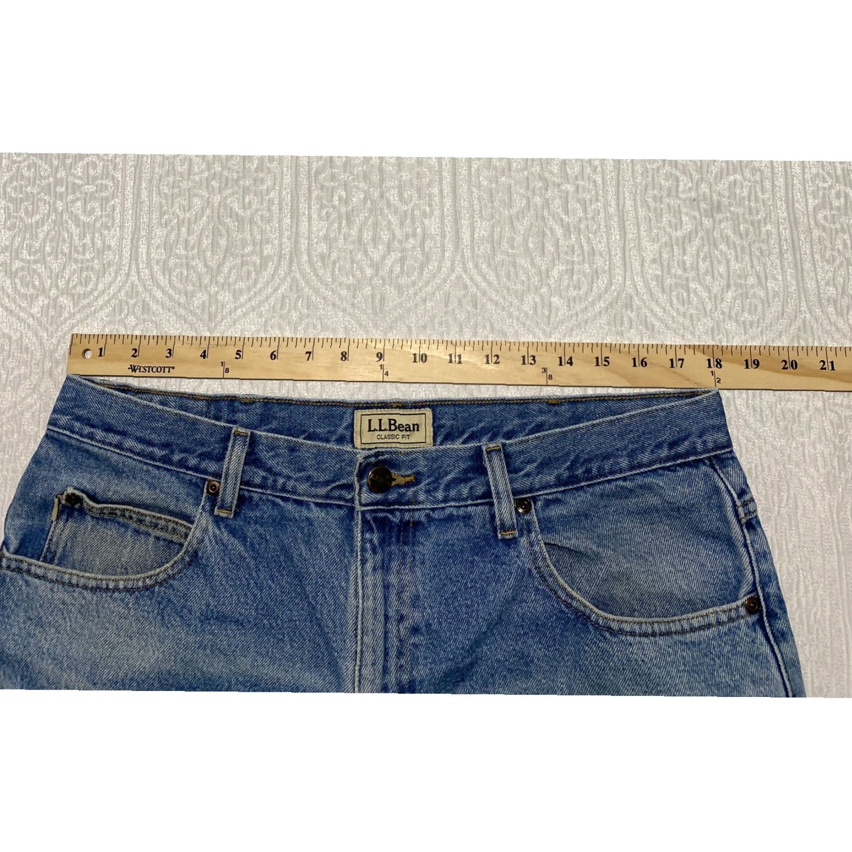 Denime LLBean Classic Fit Jeans Mens 36x28 Blue Denim Cotton Straight Leg Pants Size US 36 / EU 52 - 7 Thumbnail