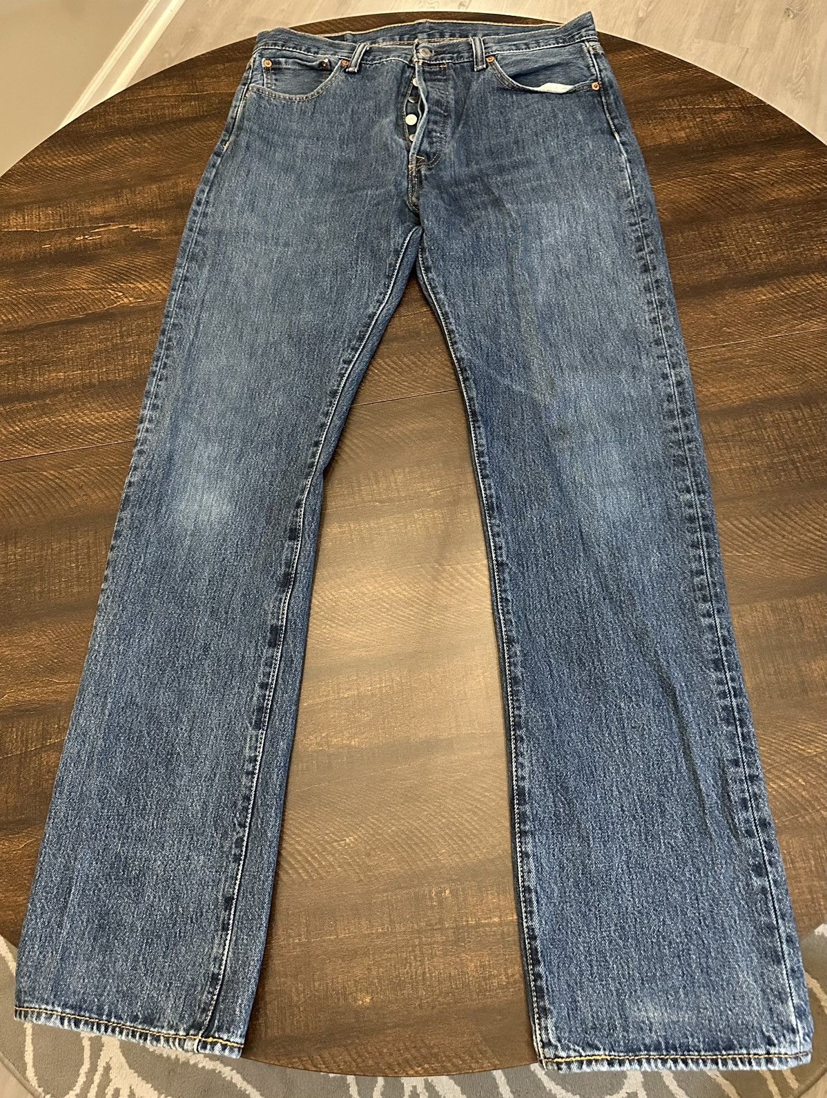 Levi's Levis 501 Jeans Mens 34x33.5 Straight Leg Button Fly Denim Size US 34 / EU 50 - 1 Thumbnail