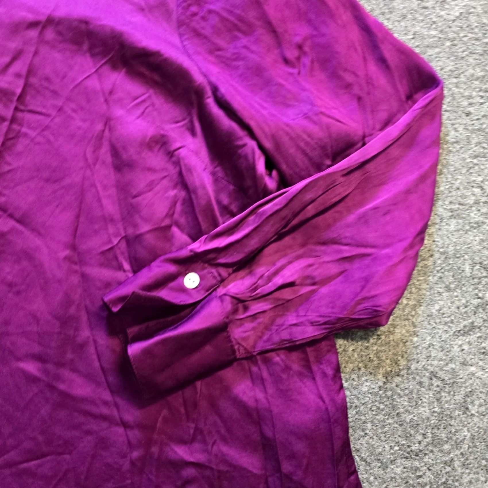J. Jill J Jill Top Women Size Large Petite Purple Satin Button Long Sleeve Casual Career Blouse Size L / US 10 / IT 46 - 4 Thumbnail