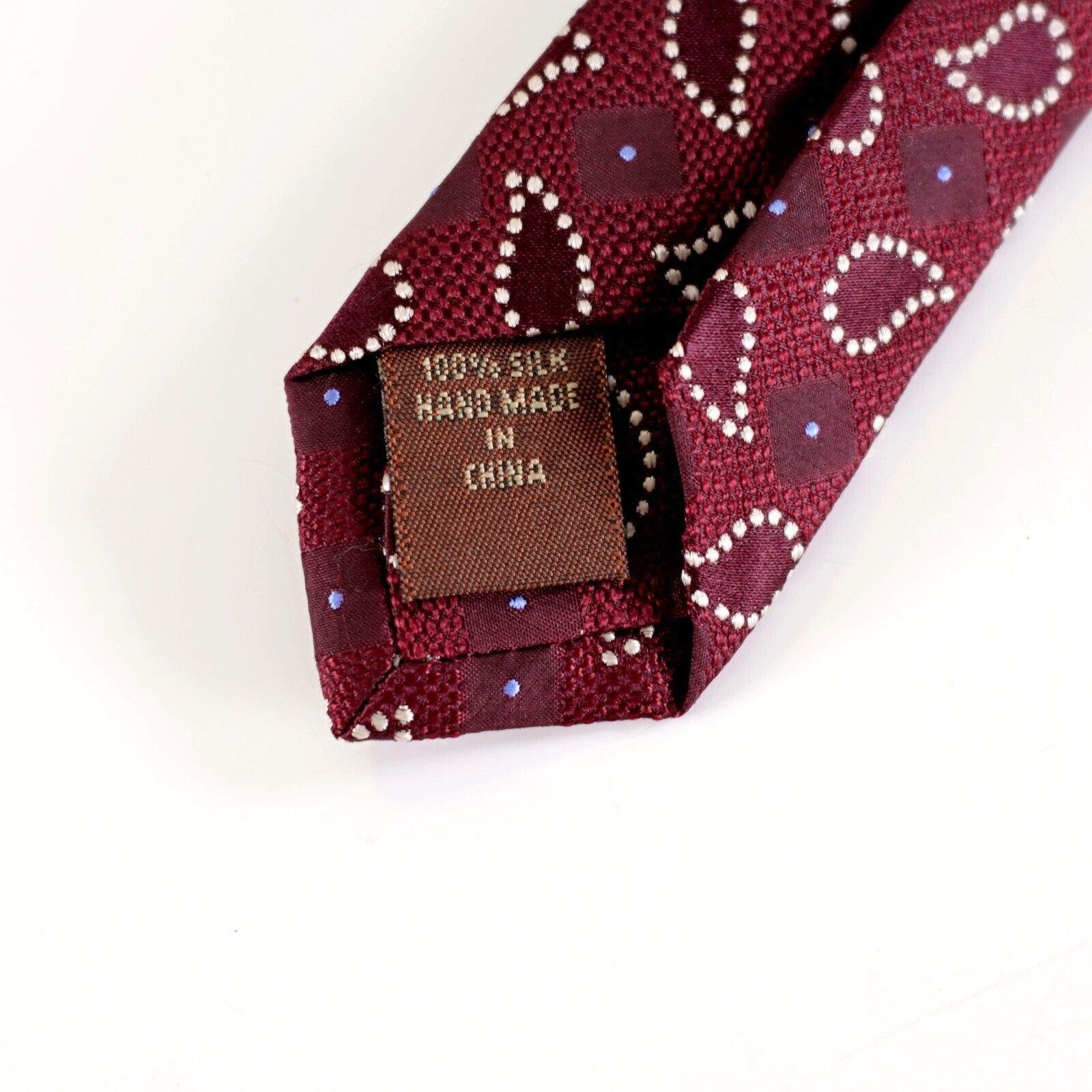 Tasso Elba Tasso Elba Maroon Red Paisley Geometric Woven Wide Silk Tie Size ONE SIZE - 4 Thumbnail