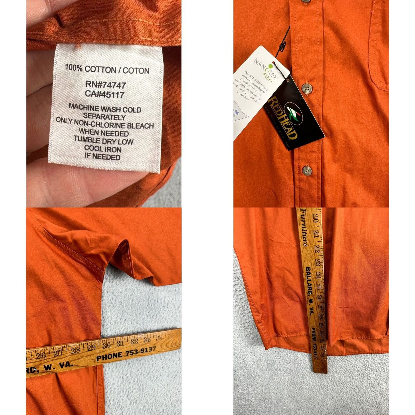 Vintage VINTAGE RedHead Shirt Mens 3XL Orange Spill Resistance Nanotex Button Down Pocket NEW Size US XXL / EU 58 / 5 - 8 Thumbnail