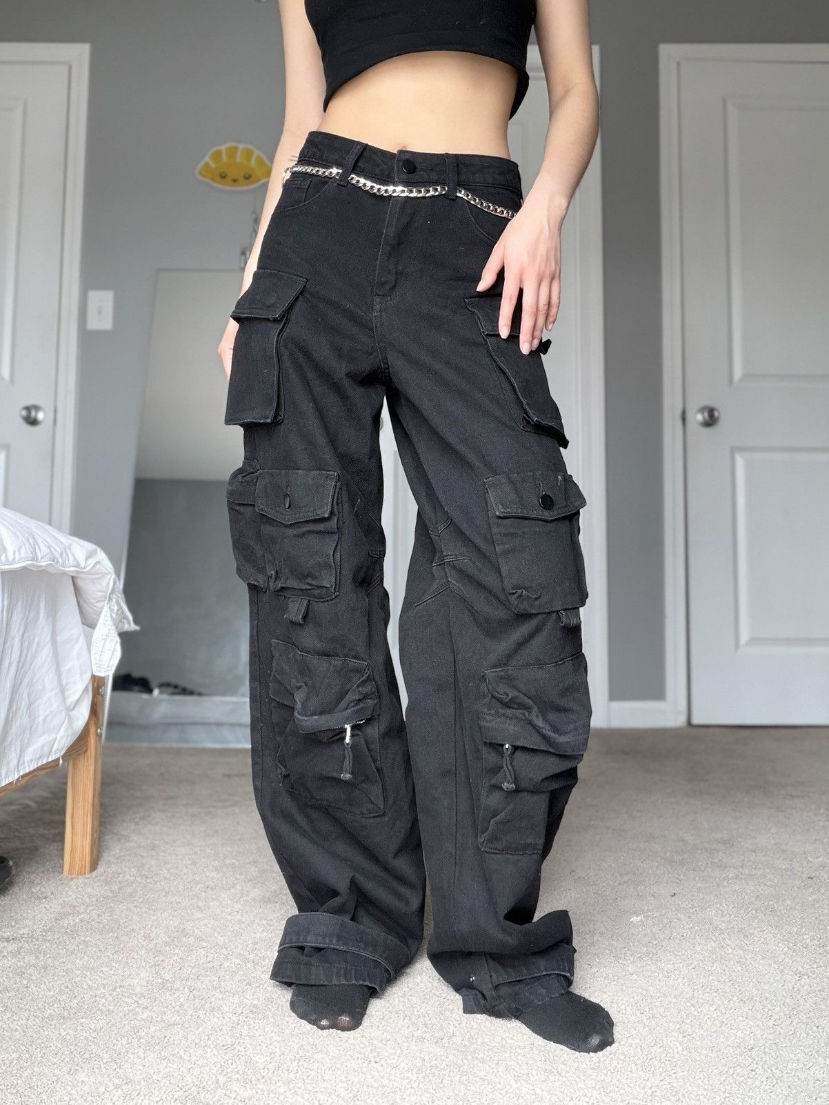 THE KRIPT THE KRIPT Pixely Cargo Jeans Black Size 26" / US 2 / IT 38 - 12 Thumbnail