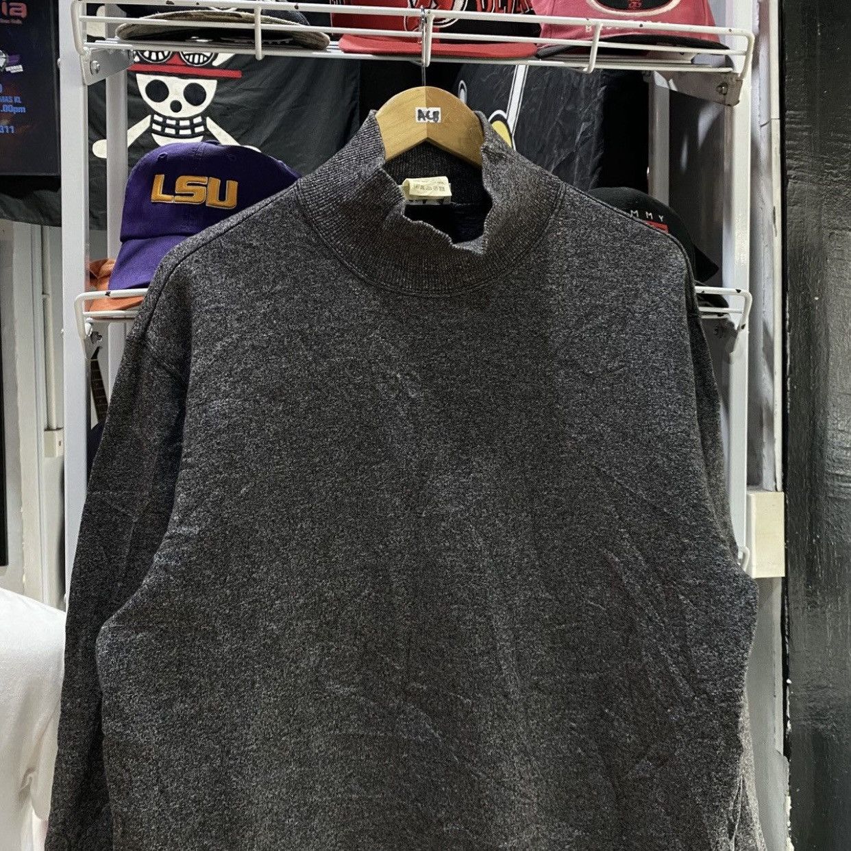 agnes b. Vintage Agnès B. Homme Charcoal Mock Neck Knit Long Sleeve Size US M / EU 48-50 / 2 - 3 Thumbnail