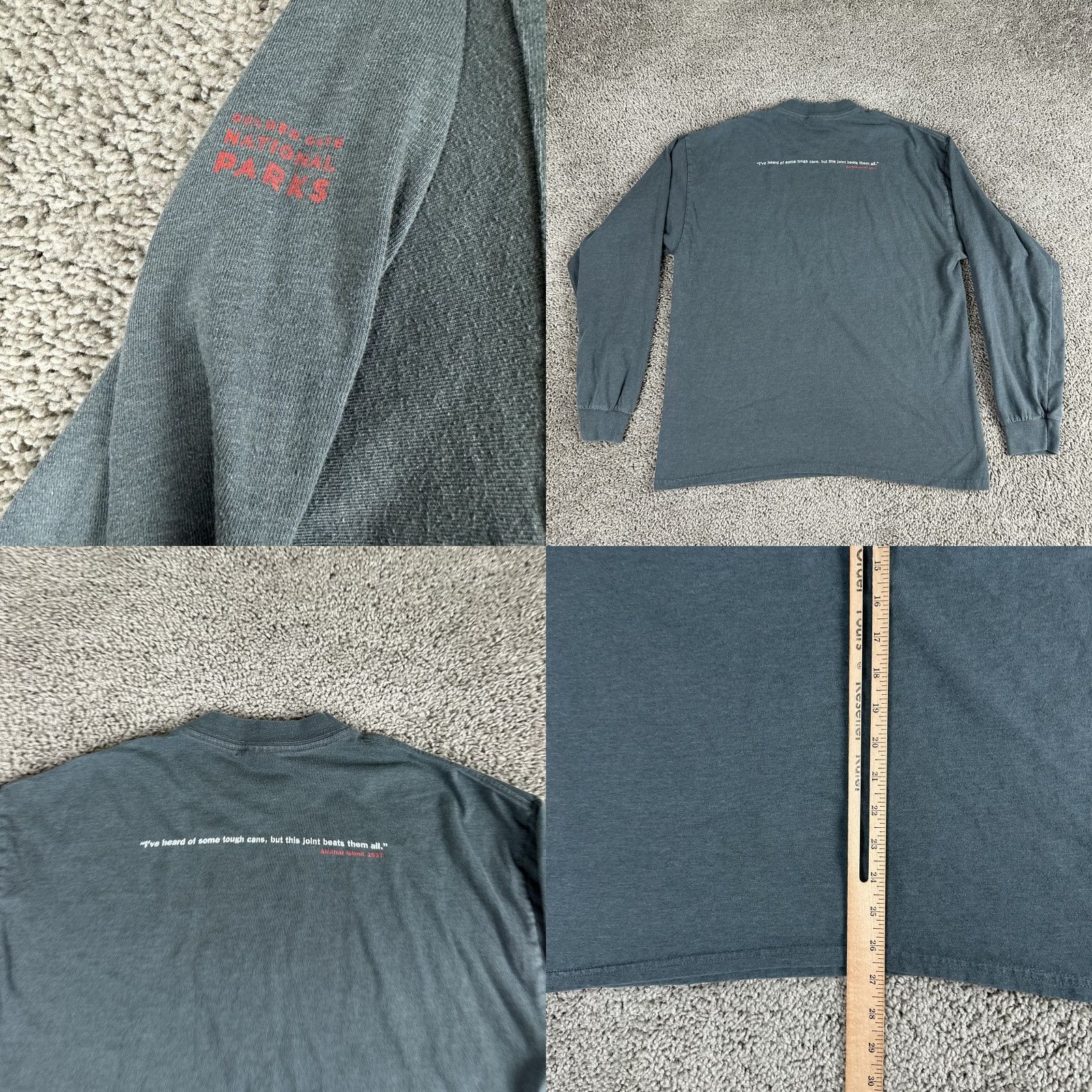 Jerzees Alcatraz Escape From Reality Shirt Mens Large Gray Long Sleeve Golden Gate Parks Size US L / EU 52-54 / 3 - 8 Thumbnail