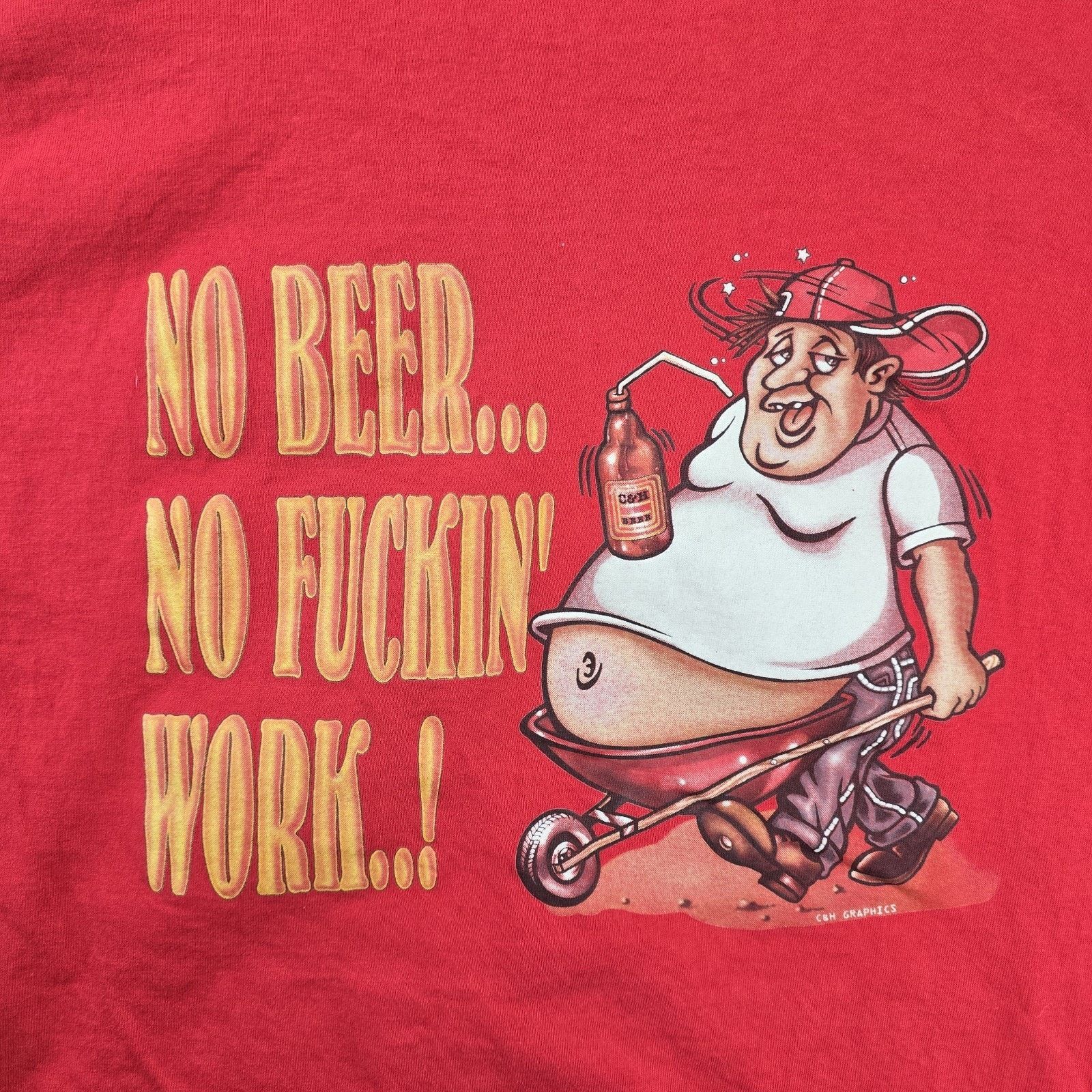 Hanes Vintage Beer Shirt XL No Alcohol No Work Funny Joke Y2K 90s Size US XL / EU 56 / 4 - 7 Thumbnail