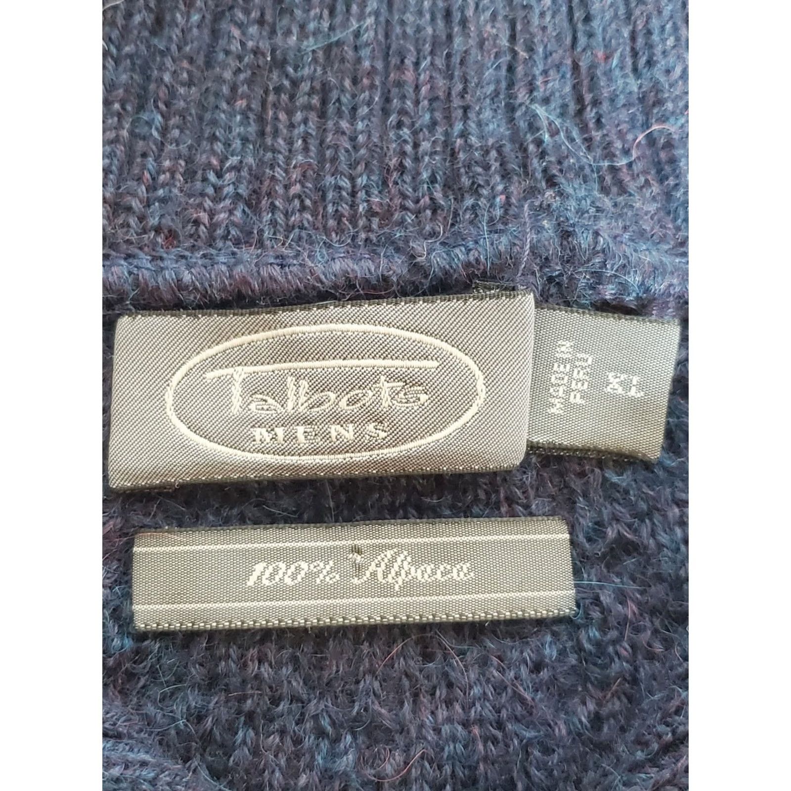 Talbots Talbots Mens 100% Alpaca Wool Zip Neck Cable Knit Sweater Blackwatch Size XL Men’s Pullover Size US XL / EU 56 / 4 - 5 Thumbnail