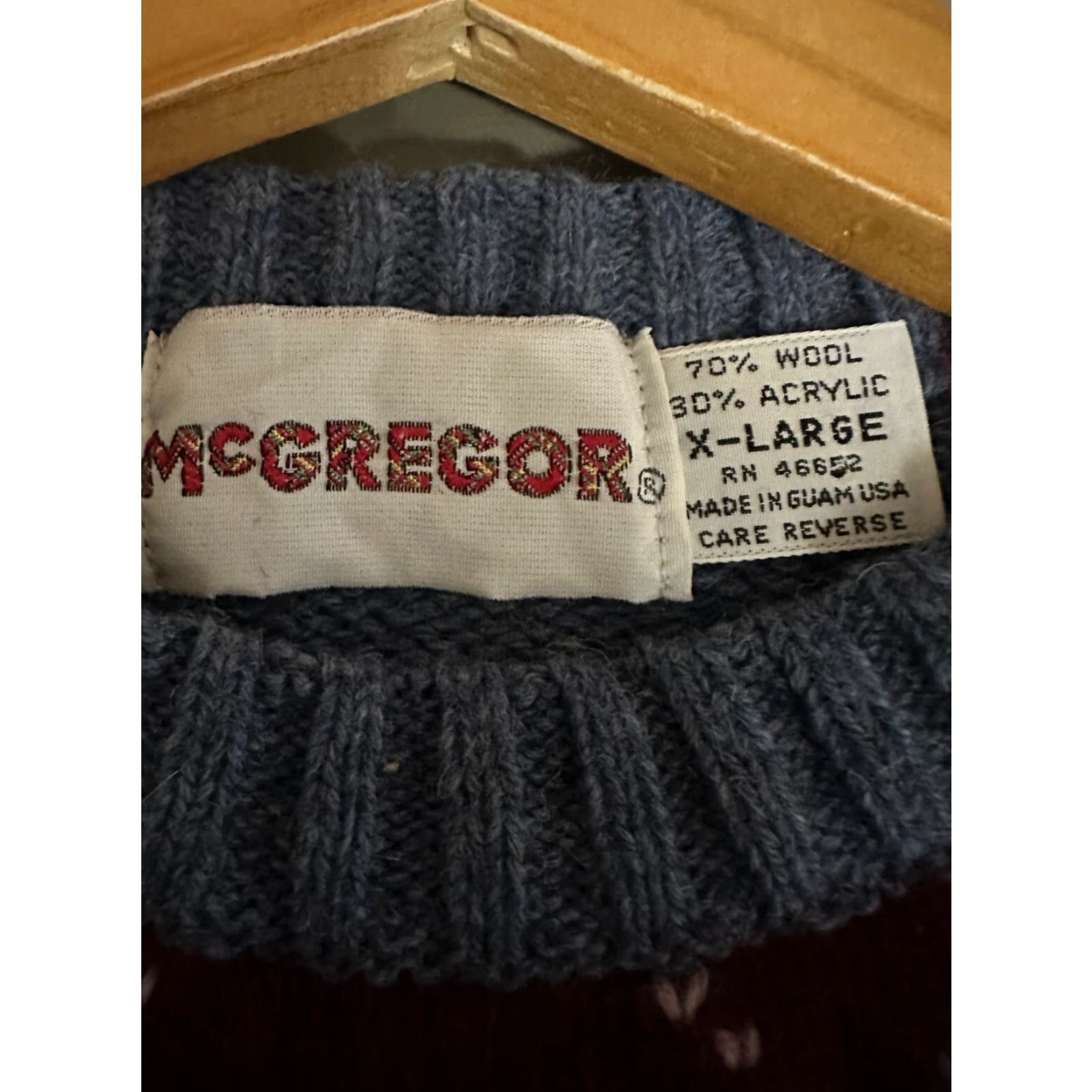 McGregor VINTAGE McGregor Geometric Sweater XL Blue Mens Pullover Long Sleeve Acrylic Warm Comfort Fit Regular Size US XL / EU 56 / 4 - 3 Thumbnail
