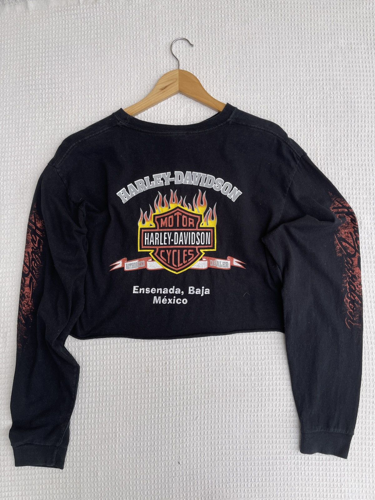 Harley Davidson × Vintage LastDrop🔥Rare🔥Vtg Harley Davidson Thrashed Flame Long Sleeve Size US L / EU 52-54 / 3 - 8 Thumbnail