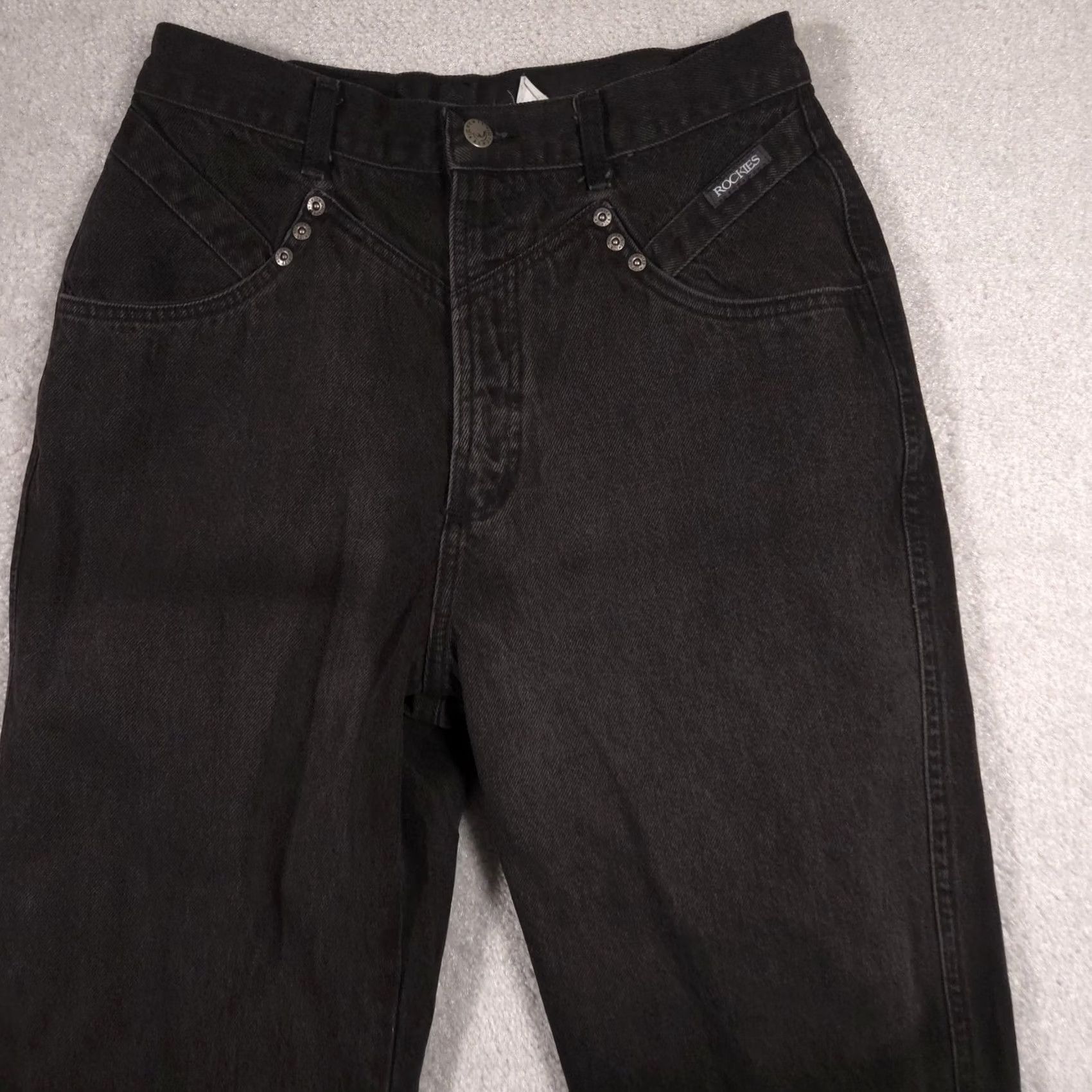 Vintage VINTAGE Rockies Jeans Womens 13 T Black High Rise Mom Western Tapered Denim 90s Size 34" / US 12 / IT 48 - 3 Thumbnail