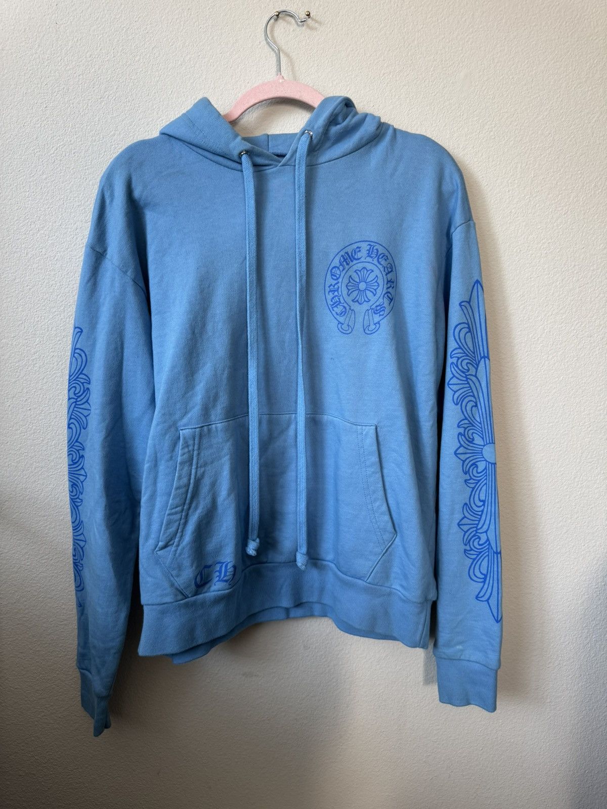 関税込 CHROME HEARTS MIAMI ART BASEL DAGGER HOODIE Chrome Hearts Art Basel Dagger Babyblue Pullover Hoodie