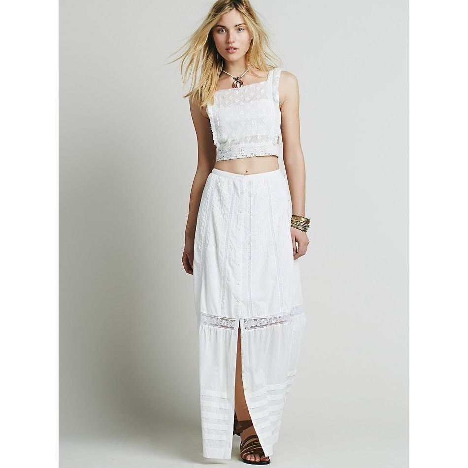 Free People New Candela Alice Buttondown Maxi SKIRT $248 SMALL Ivory Size 28" / US 6 / IT 42 - 1 Thumbnail