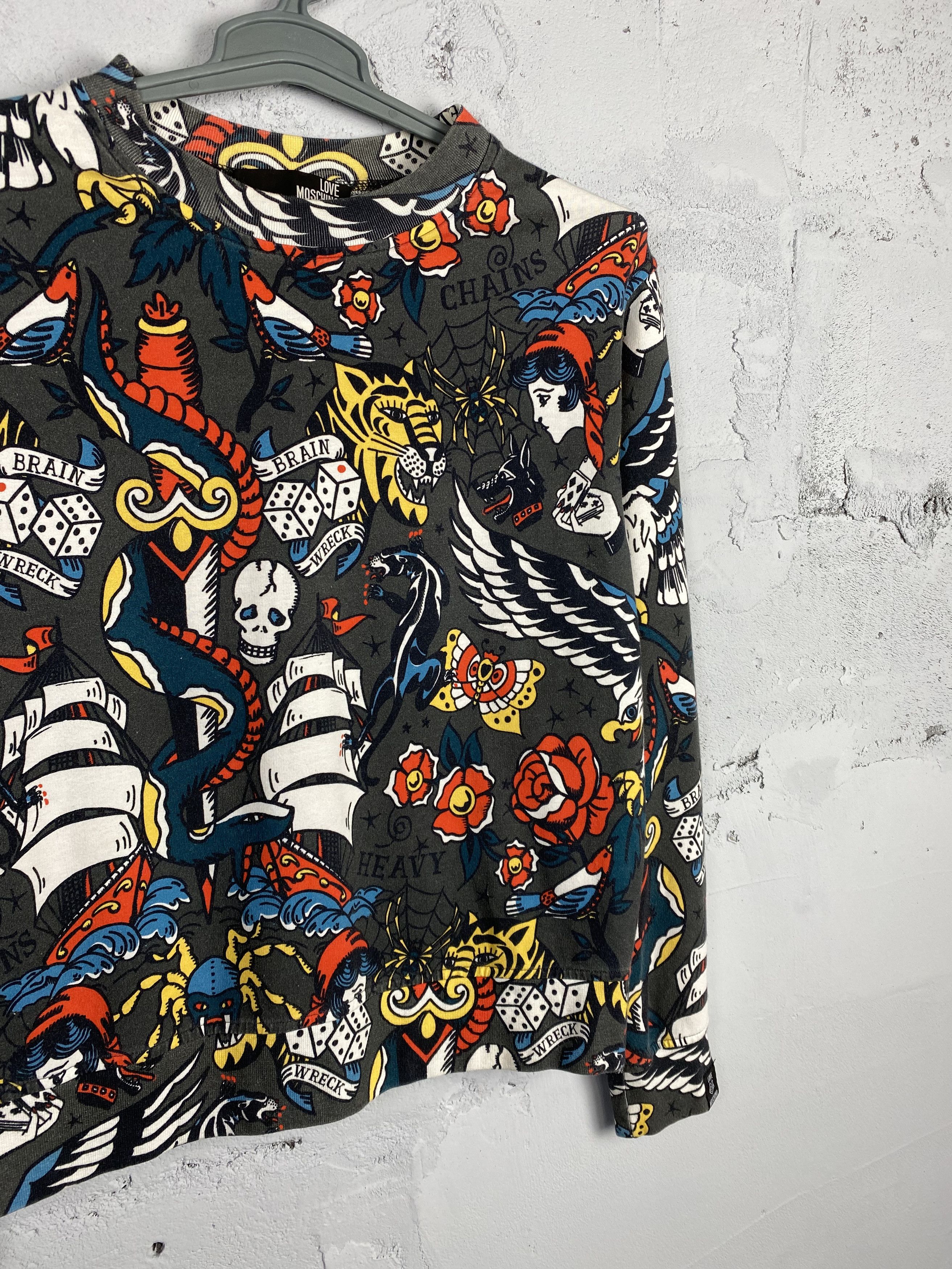 Moschino × Vintage Moschino Tattoo Crewneck Sweatshirt Size S / US 4 / IT 40 - 2 Thumbnail