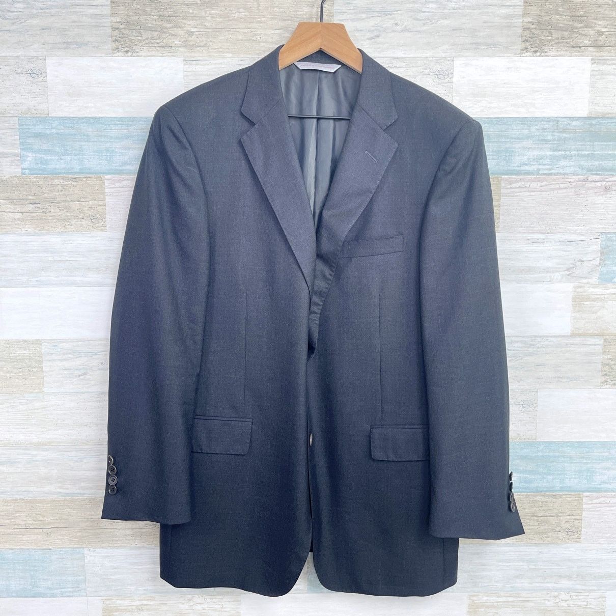Samuelsohn Samuelsohn Wool Beckett Super 150s Suit Charcoal Mens 42R Size 42R - 2 Thumbnail