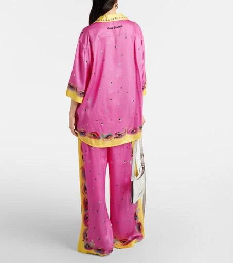 Acne Studios Printed Button Up Shirt in Fuschia Pink Size US M / EU 48-50 / 2 - 11 Thumbnail