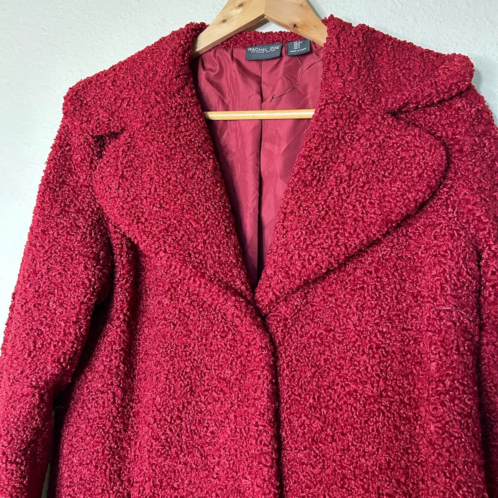 Rachel Zoe Rachel Zoe Coat Jacket Boucle Burgundy Career Preppy Size S Size S / US 4 / IT 40 - 2 Thumbnail