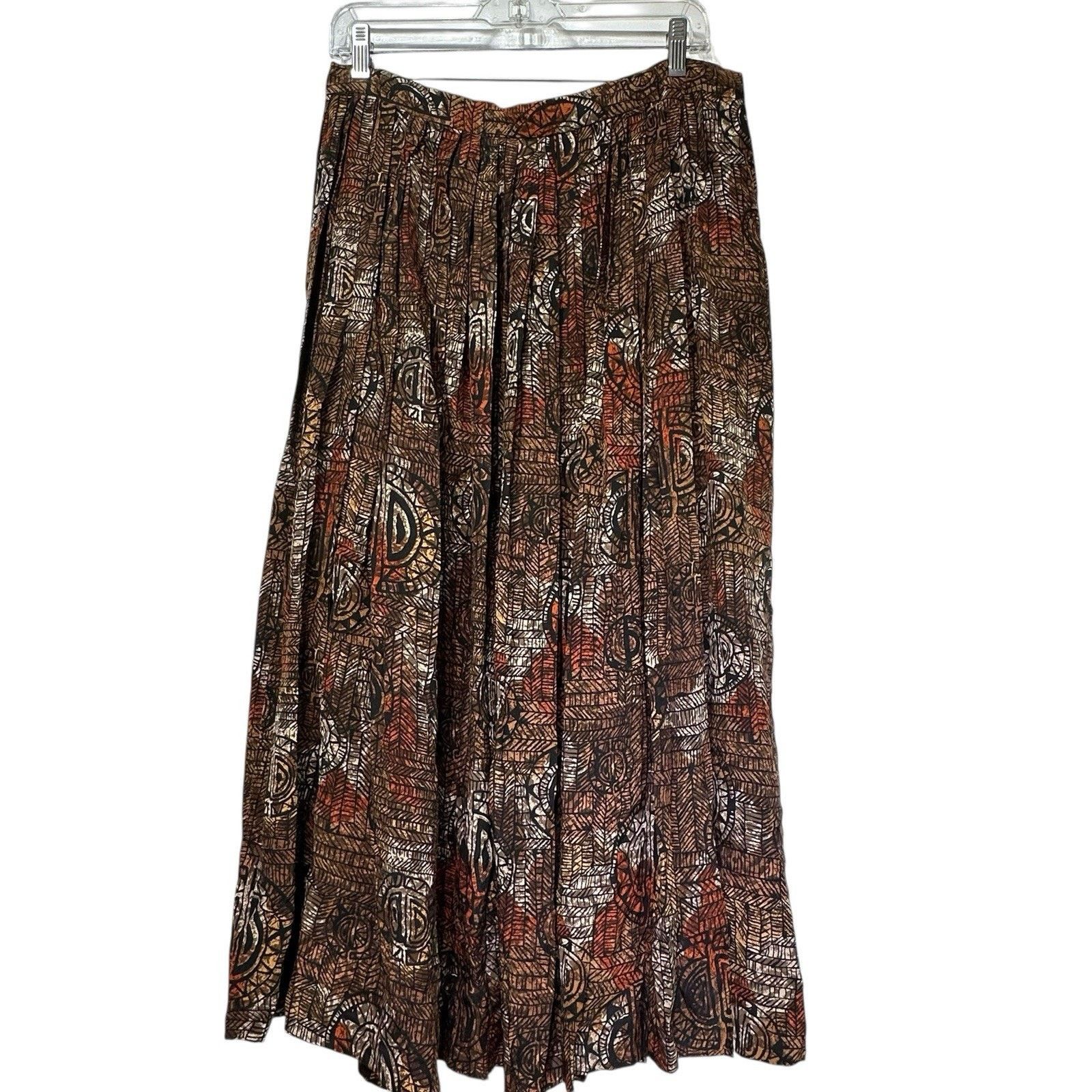 Ellen Tracy Linda Allard for Ellen Tracy Silk Abstract Tribal Skirt 10 Size 32" / US 10 / IT 46 - 1 Thumbnail