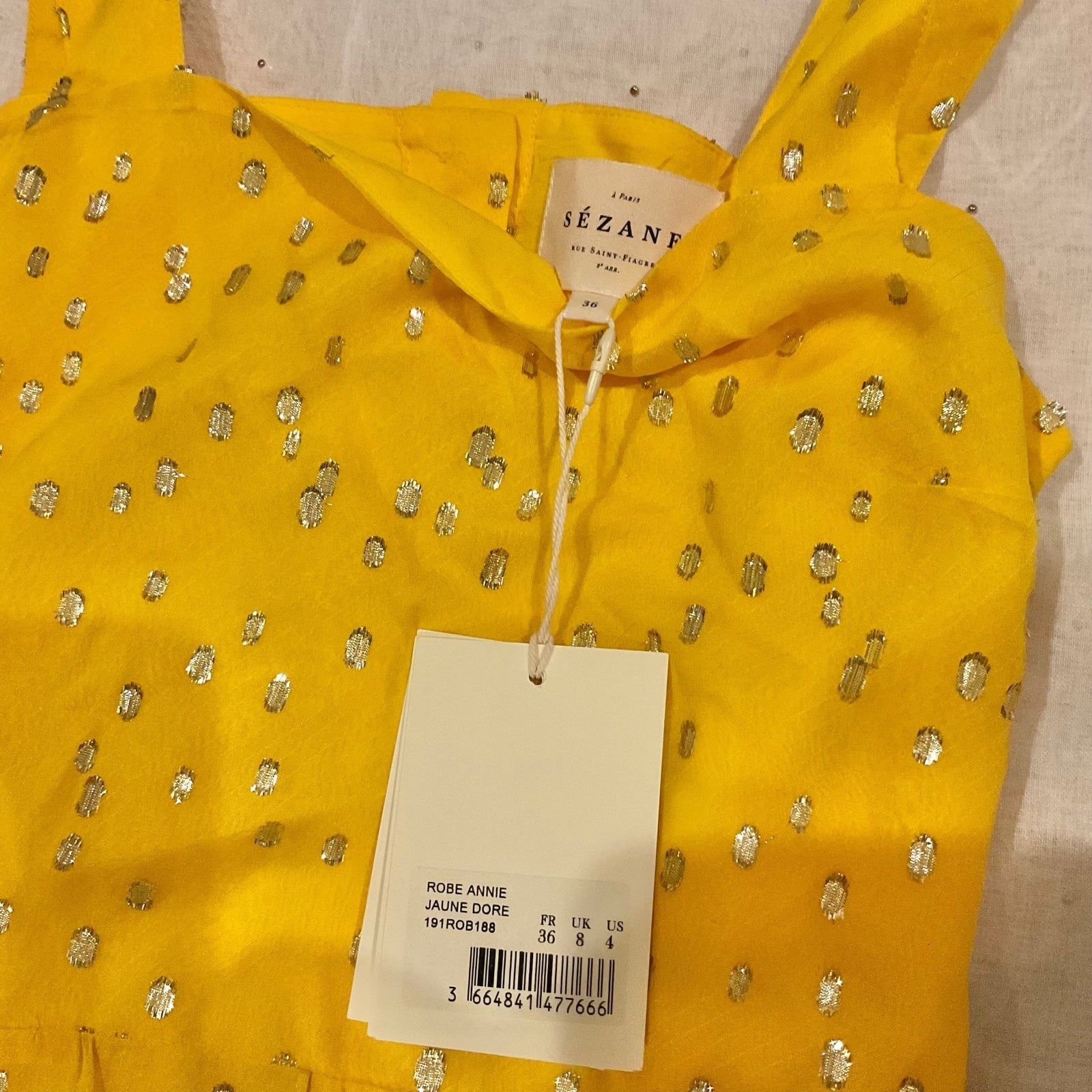 Sezane SALE NWT SÉZANE ANNIE MAXI DRESS Golden yellow SZ4 silk BUST Size XXS / US 00 / IT 34 - 4 Thumbnail