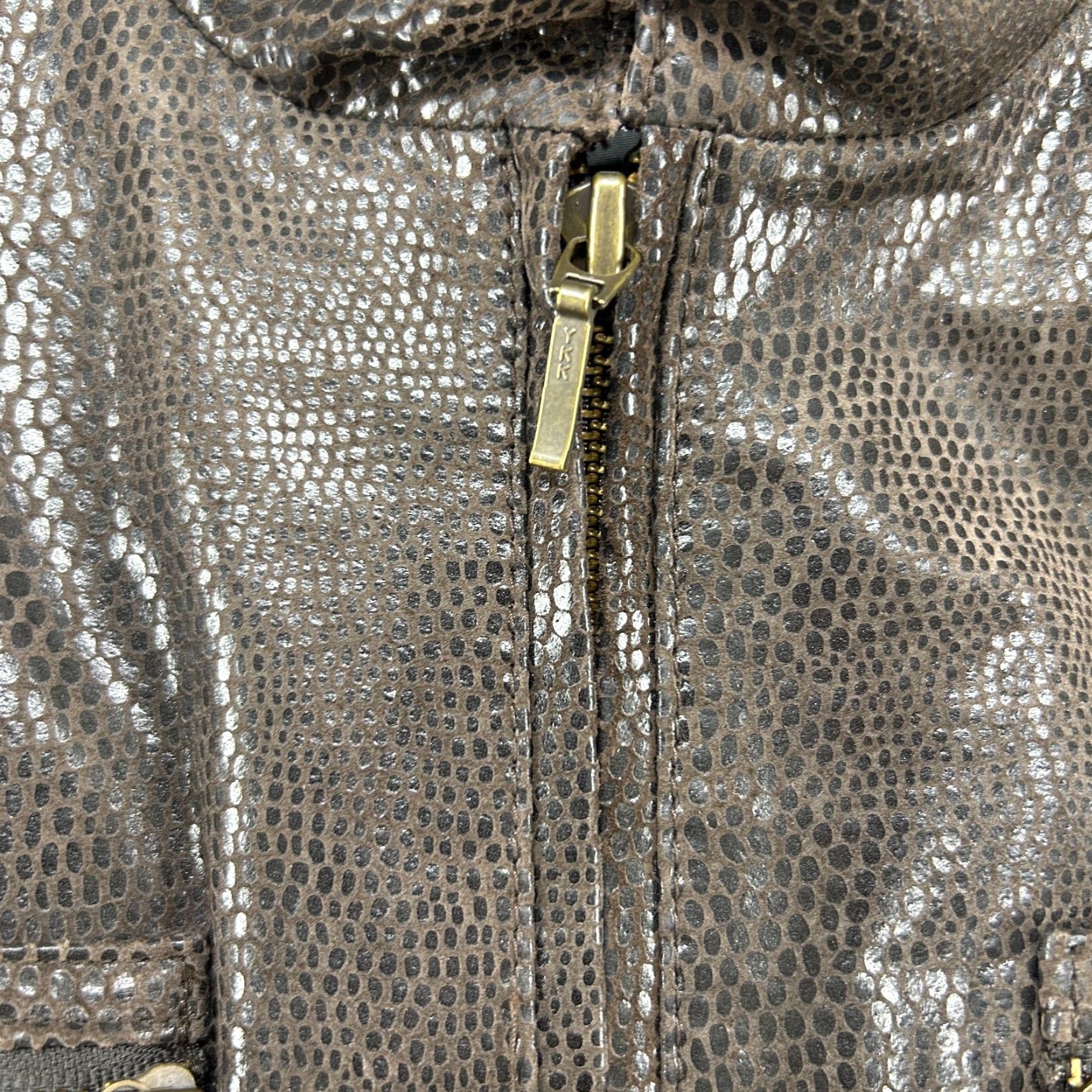 Alfani VINTAGE Alfani Jacket Womens M Brown Snakeskin Style Genuine Leather Biker Y2K Size M / US 6-8 / IT 42-44 - 5 Thumbnail