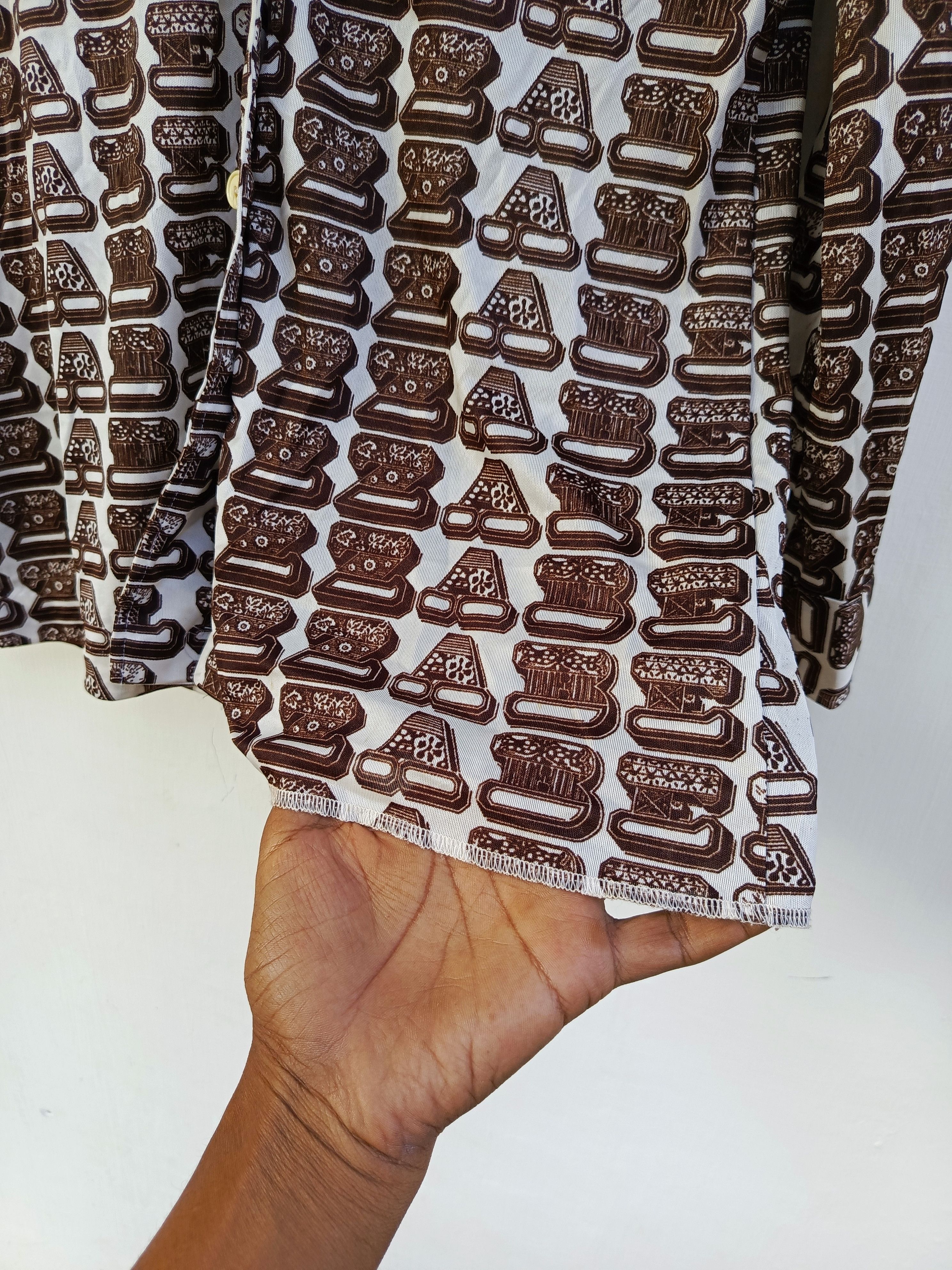 Japanese Brand Harmer full print font pattern button ups Size M / US 6-8 / IT 42-44 - 4 Thumbnail