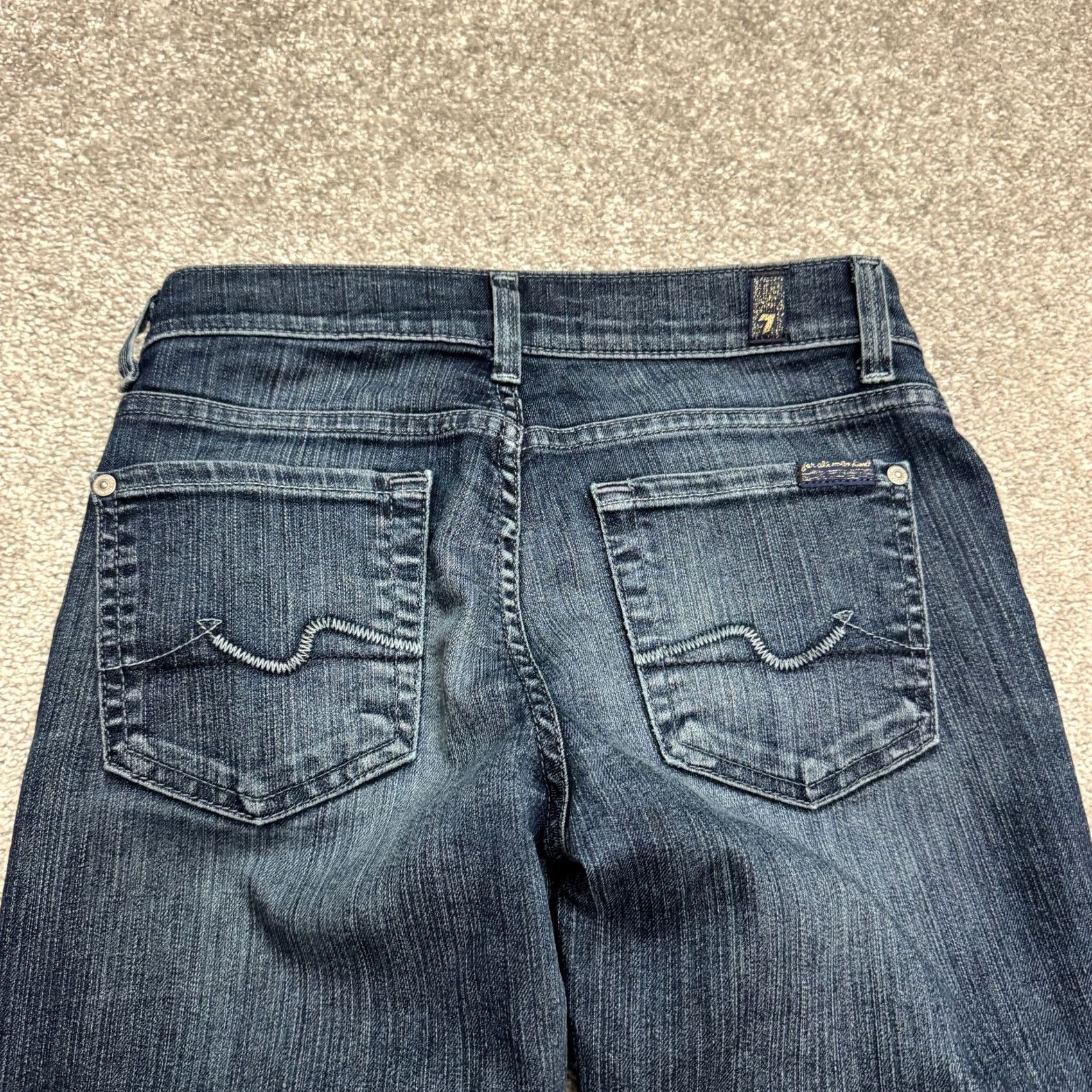7 For All Mankind 7 For All Mankind Jeans Distressed Straight Leg Denim Dark Wash Womens 29 Blue 5-Pocket Regular Stretch Casual Size 29" - 4 Thumbnail