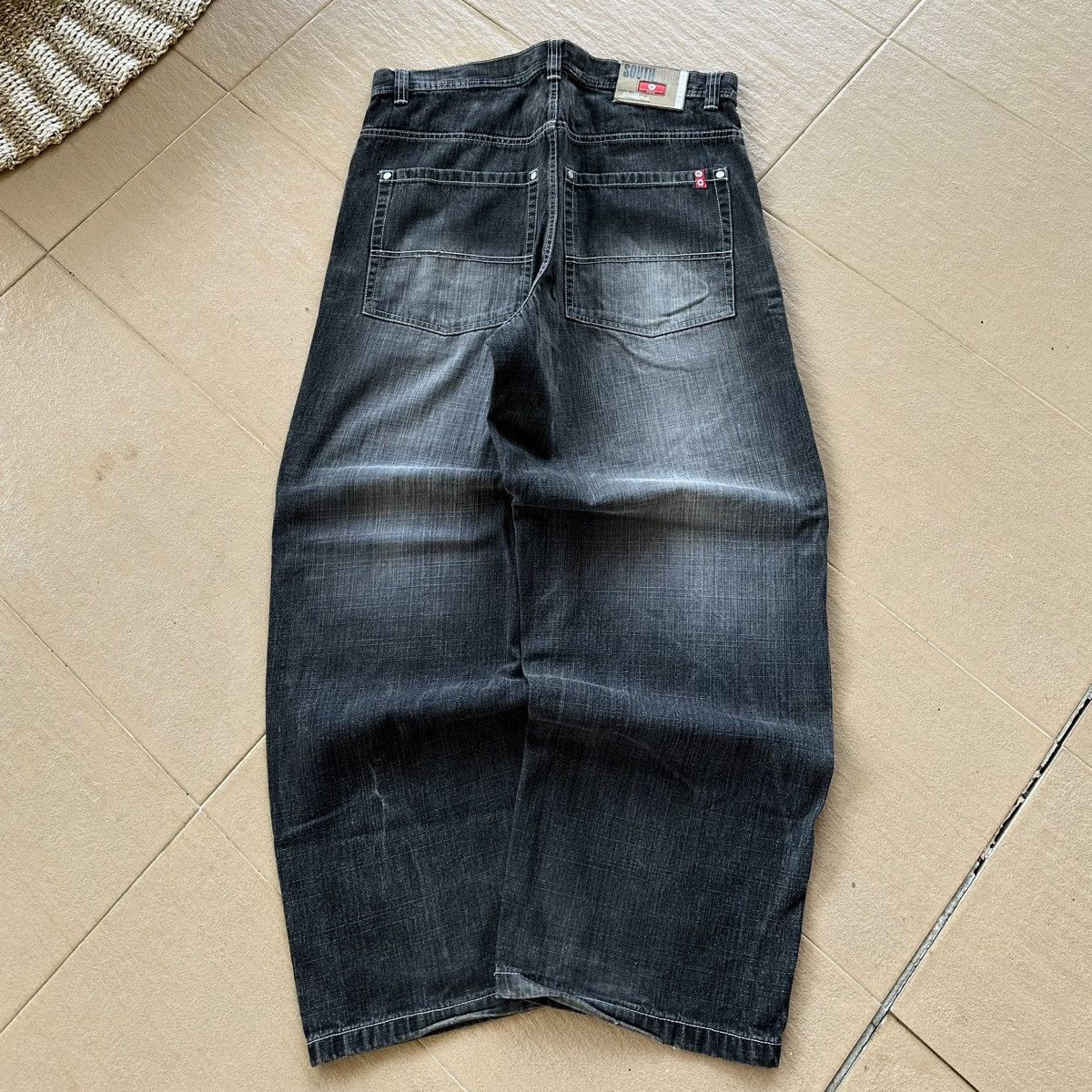 パンツ 90s00s south pole black baggy denim swag JNCO × Southpole × Streetwear Vintage South Pole black tab baggy