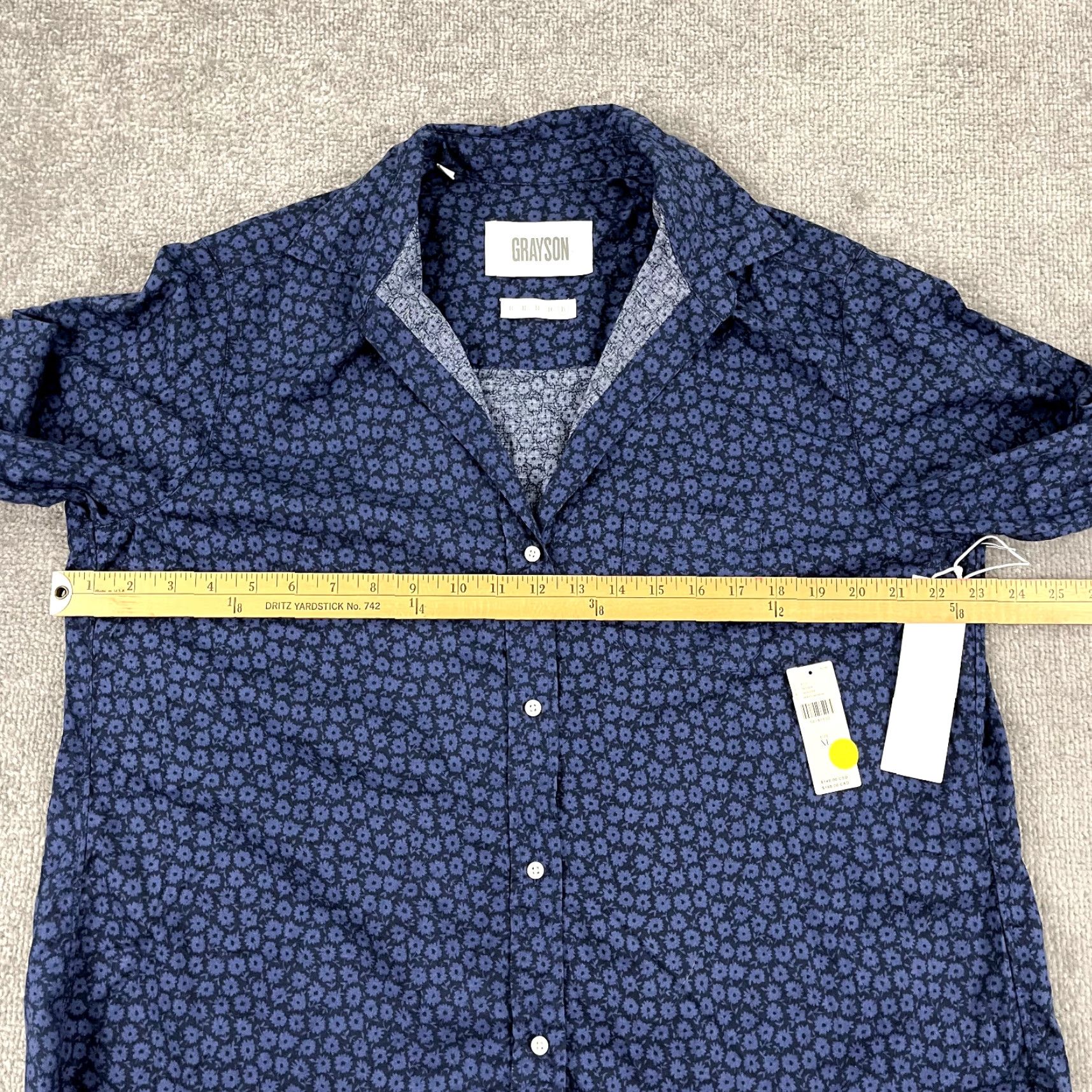 Vintage Grayson Floral Button-Up Blouse Womens XL Blue Long Sleeve Casual Workwear Size XL / US 12-14 / IT 48-50 - 7 Thumbnail