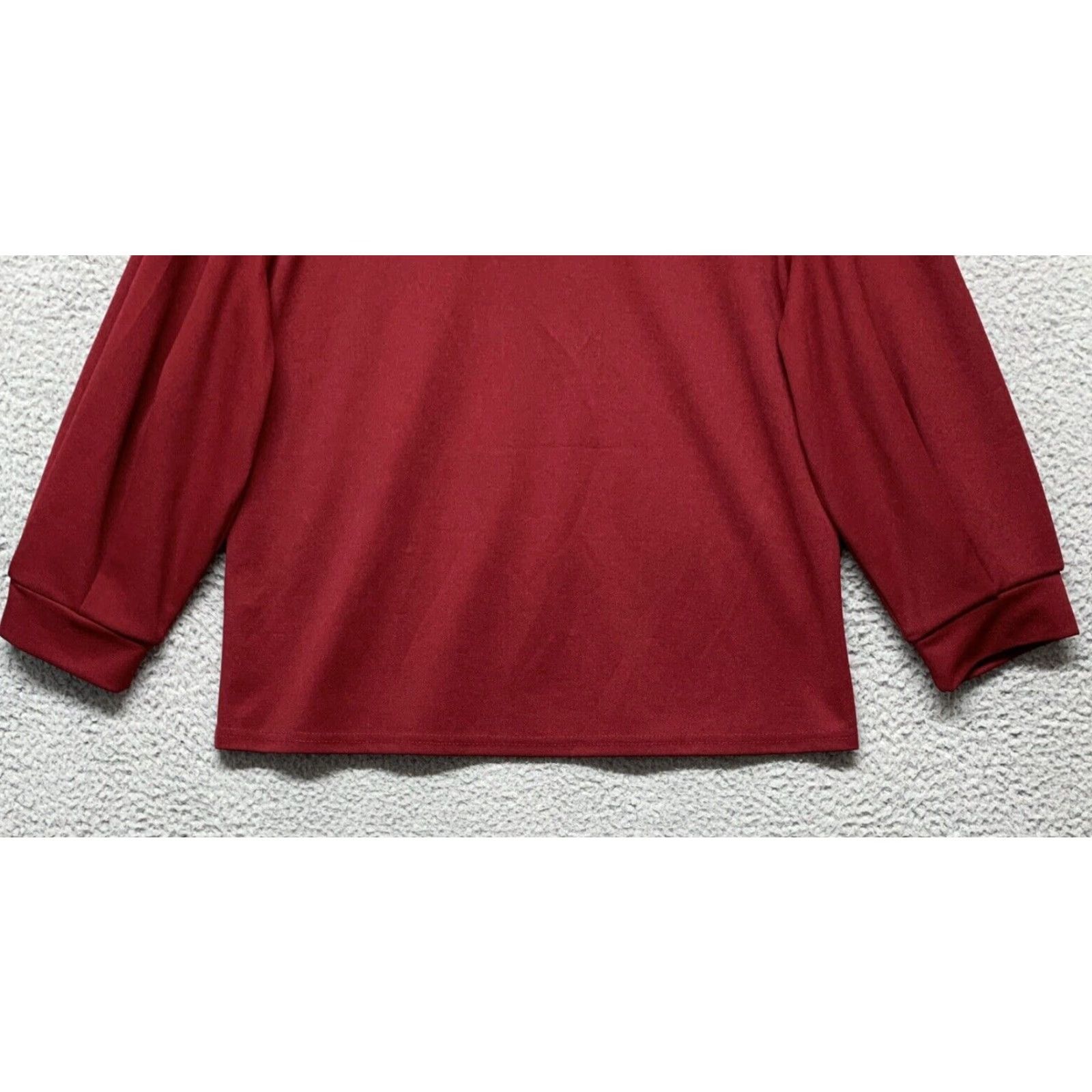 Shein VINTAGE SheIn Blouse 3/4 Sleeve Cropped Top Womens M Burgundy Stretch Shirt Ballon Sleeve Size M / US 6-8 / IT 42-44 - 6 Thumbnail