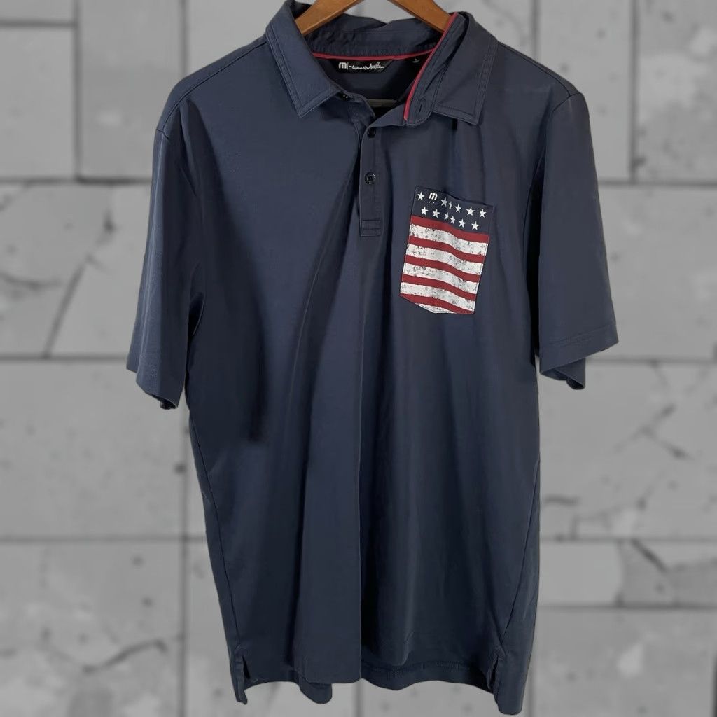 TravisMathew Travis Mathew Polo Shirt Mens Size L Athletic USA Graphic Dark Blue Polo Shirt Mens Size L USA Athletic Graphic Polo Shirt Blue Size US L / EU 52-54 / 3 - 1 Thumbnail
