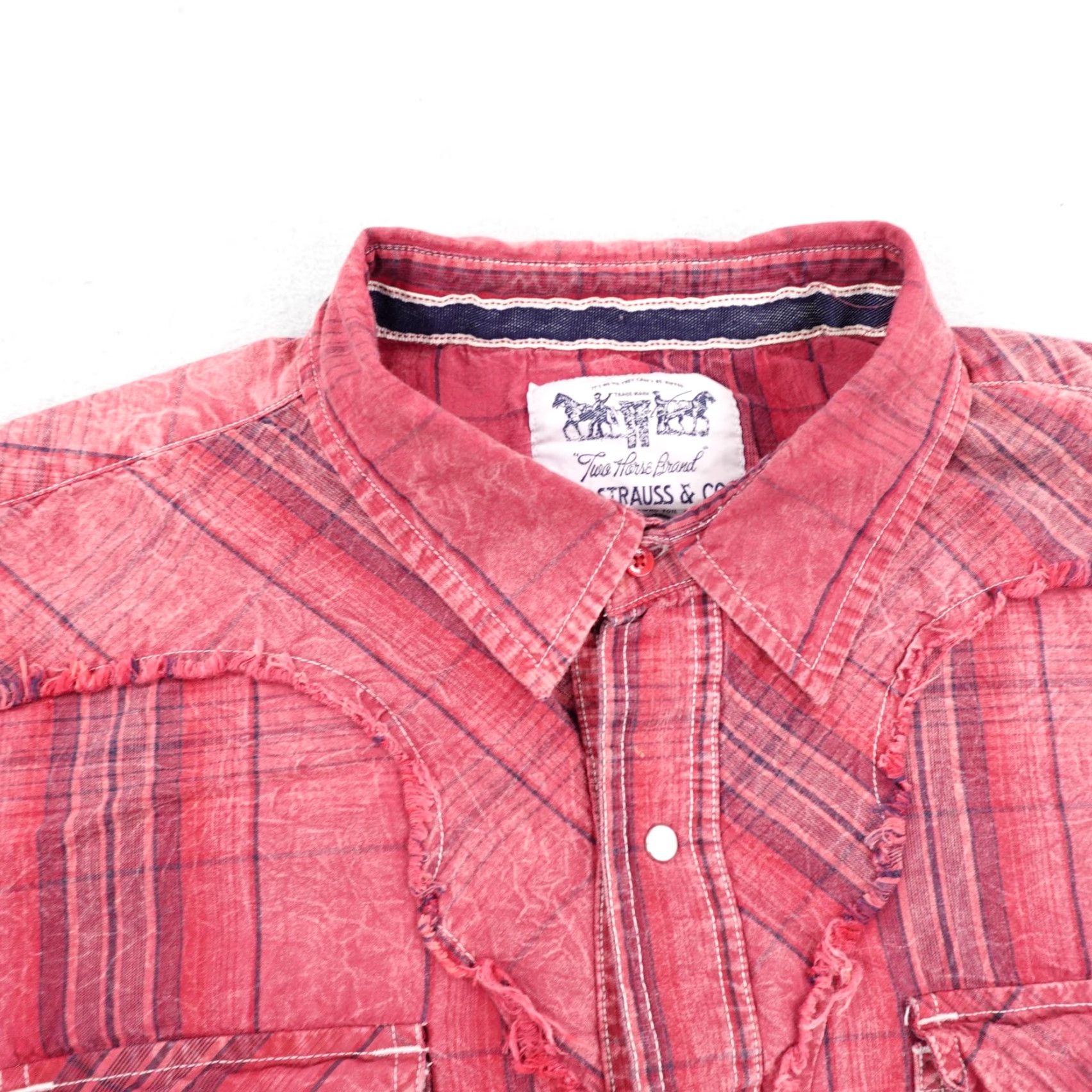 Levi's Levis Men Shirt Medium Red Plaid Western Pearl Snap Rodeo Frontier Country Ranch Button-Up Collared Neckline Snap Size US M / EU 48-50 / 2 - 2 Thumbnail