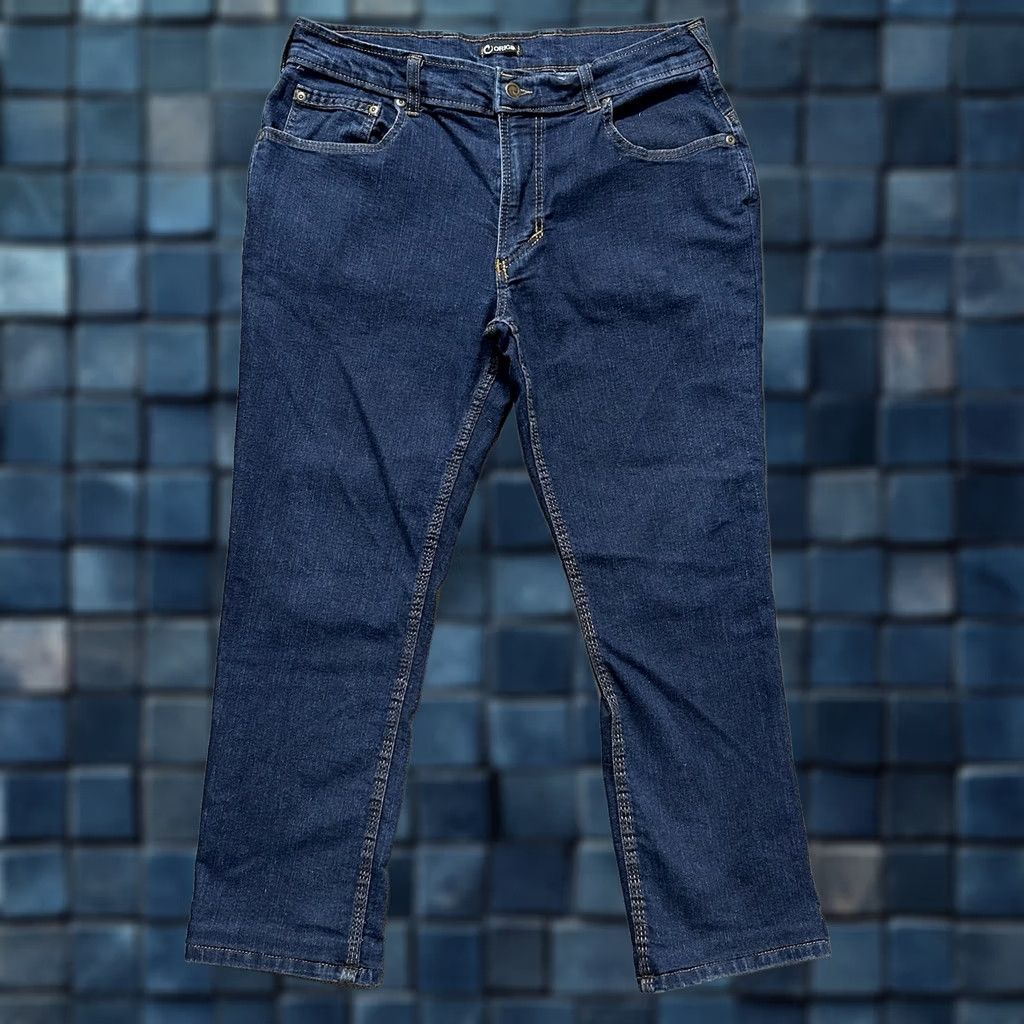 Vintage Origin Jeans Mens 34 Blue Denim Slim Fit Dark Wash Hemmed READ Size US 33 - 1 Thumbnail
