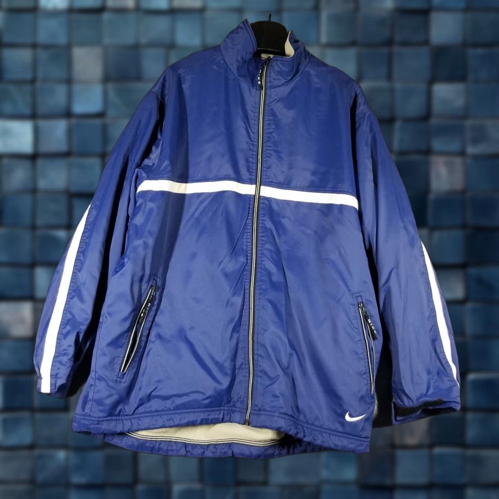 Nike VINTAGE Nike Jacket Swoosh Logo Windbreaker Wind-Resistant Blue Large Adult L Hooded Mid-Length 3-Season Mens Size US L / EU 52-54 / 3 - 1 Thumbnail