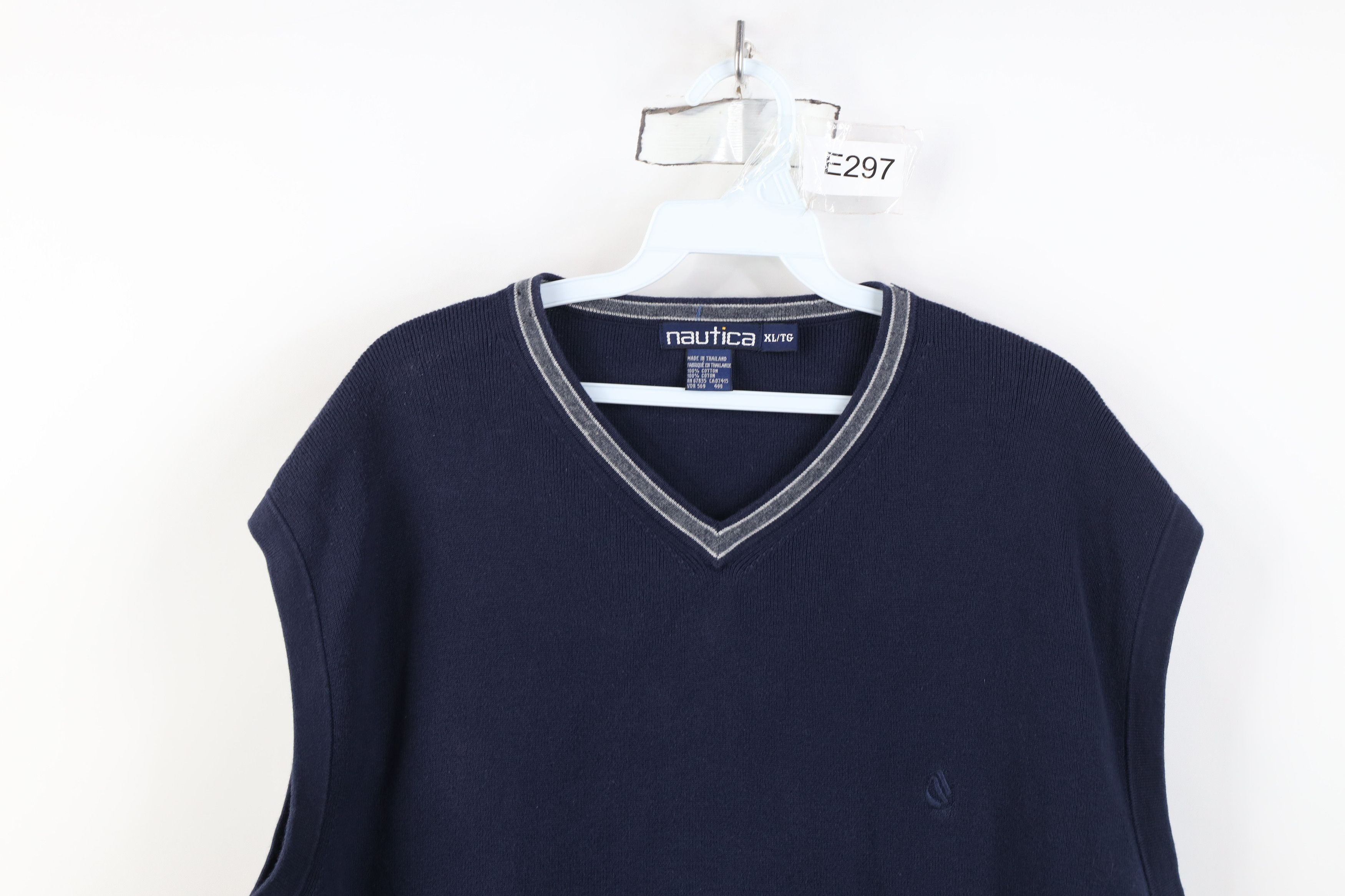 Nautica Vintage 90s Nautica Cotton Ribbed Knit Sweater Vest Blue Size US XL / EU 56 / 4 - 2 Thumbnail