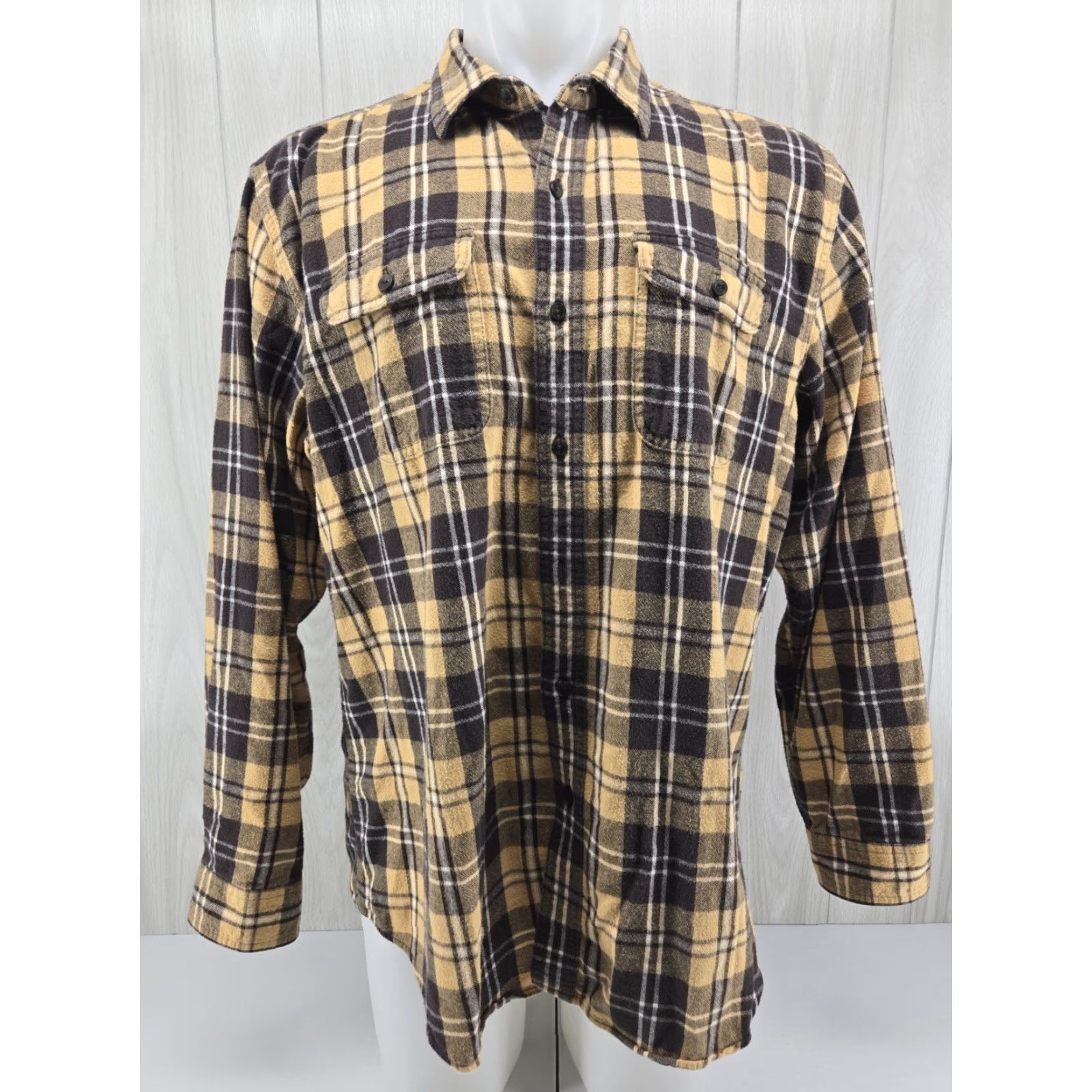 Vintage VINTAGE LL Bean Shirt Mens XL-Reg Flannel Slightly Fitted Yellow Cotton Plaid Size US XL / EU 56 / 4 - 2 Thumbnail