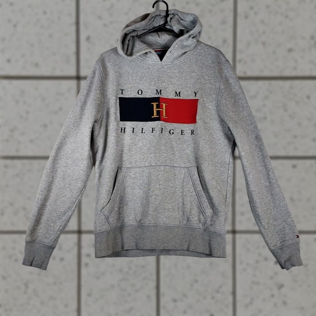 Tommy Hilfiger Tommy Hilfiger Hoodie Mens M Gray Pullover Sweatshirt Flag Logo Casual Size US M / EU 48-50 / 2 - 1 Thumbnail