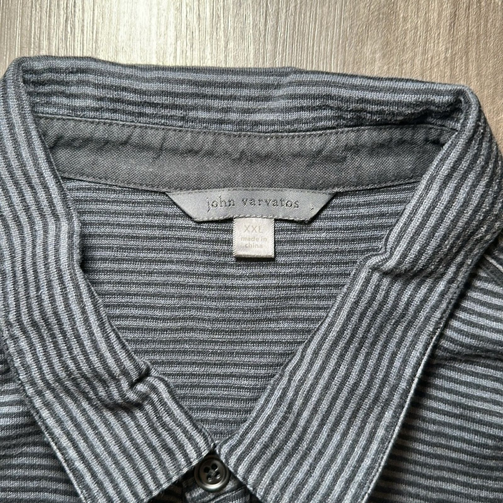 John Varvatos John Varvatos Hampton Striped Silk Blend Polo - 2XL Size US XXL / EU 58 / 5 - 6 Thumbnail
