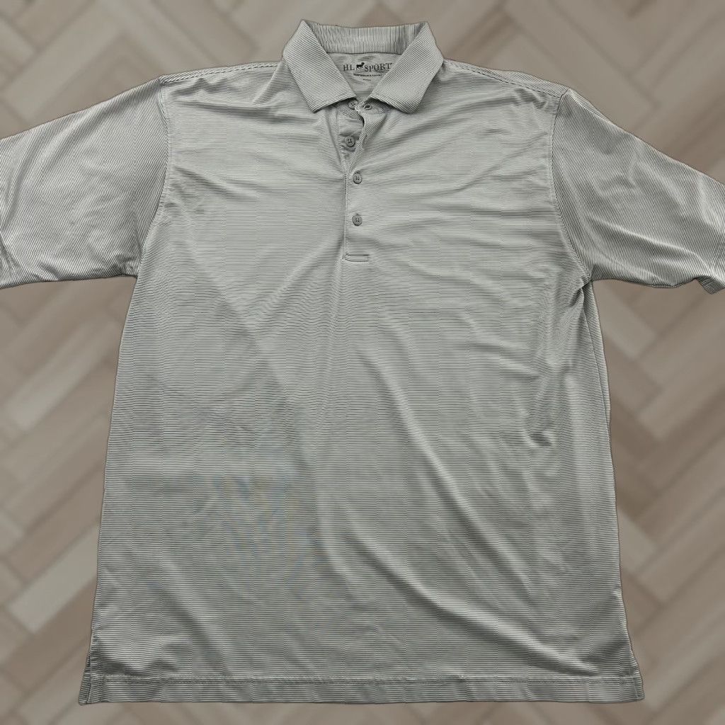 Vintage HL Sport Performance Striped Short Sleeve Polo Shirt Mens M Gray Size US M / EU 48-50 / 2 - 1 Thumbnail