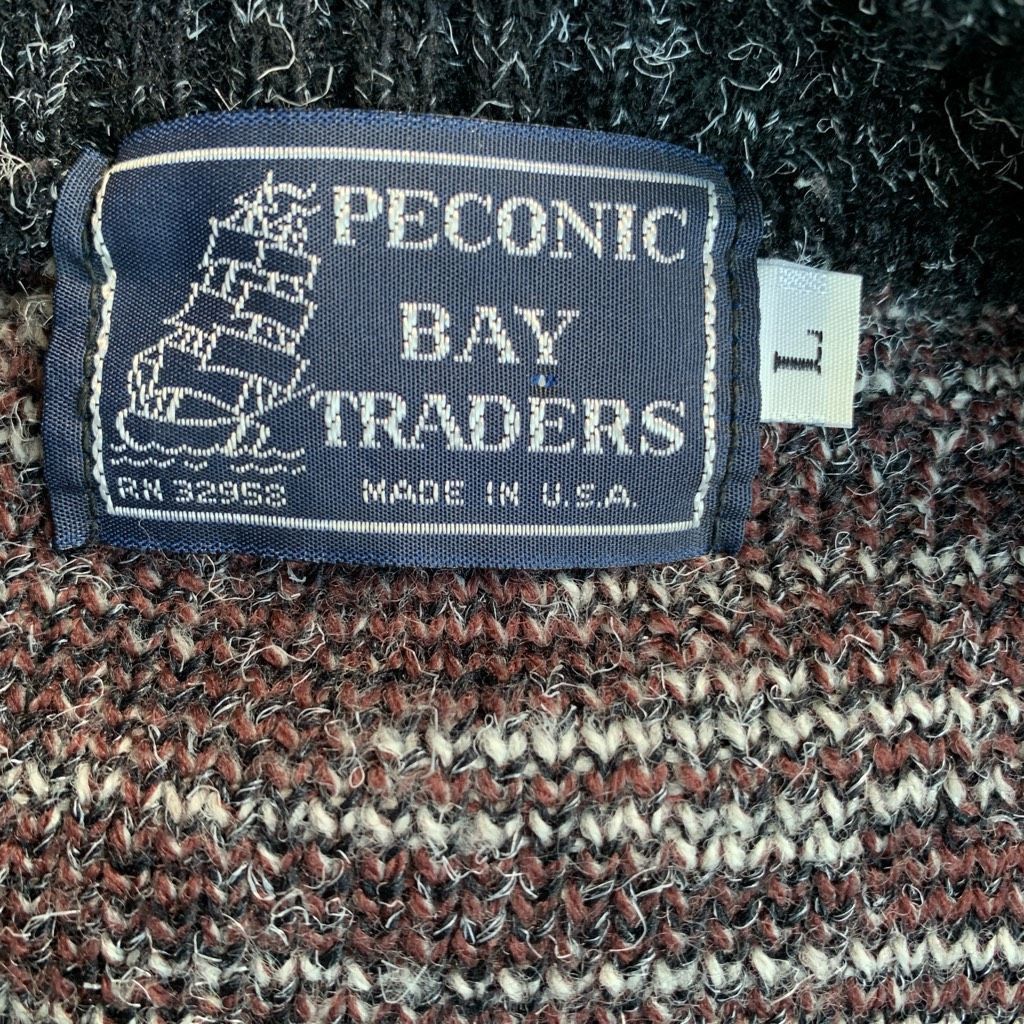 Vintage Vintage 80s Peconic Bay Cardigan Sweater Oversized Knit Geom Size US L / EU 52-54 / 3 - 6 Thumbnail