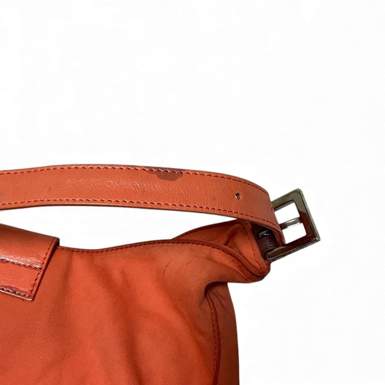 Fendi Fendi - Orange Nylon Leather Shoulder Bag Silver Buckle Size ONE SIZE - 6 Thumbnail