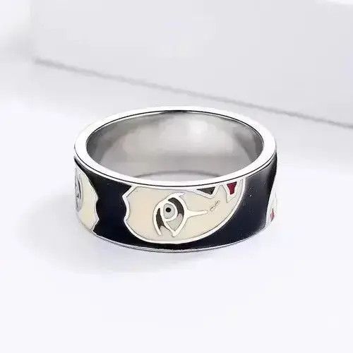 Jewelry Creative Handmade Irregular Half Face Enamel Heart Ring Size ONE SIZE - 8 Thumbnail