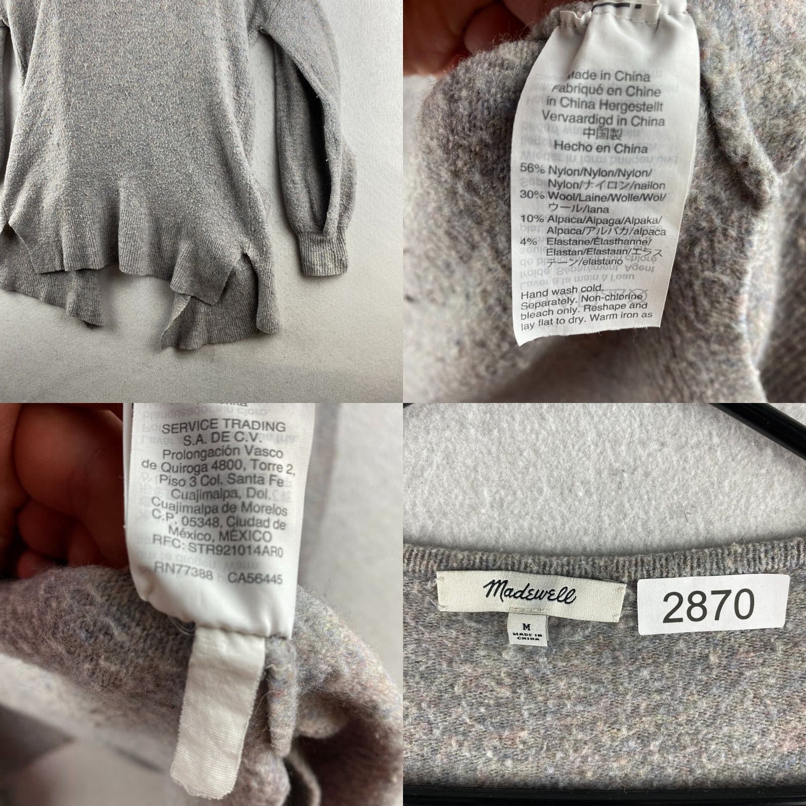 Madewell Madewell Cardigan Sweater Womens M Open Front Gray Alpaca Wool Blend Knit Contemp Casual Modern Size M / US 6-8 / IT 42-44 - 10 Thumbnail