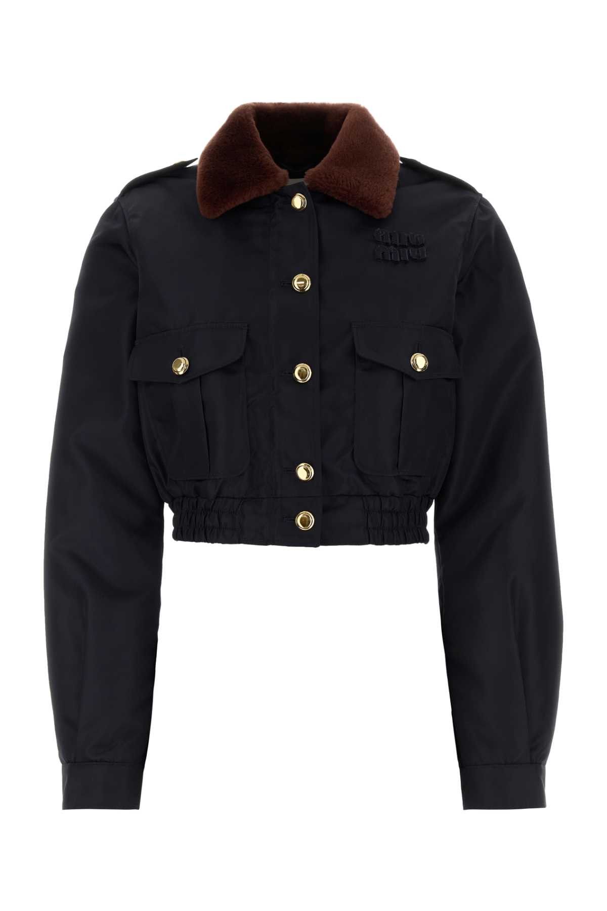 Miu Miu Navy Blue Nylon Jacket Size S / US 4 / IT 40 - 1 Thumbnail