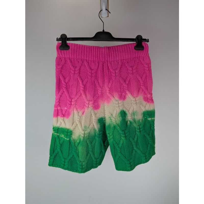 The Elder Statesman o1rshd1 Dip Dye Chunky Knitwear Shorts in Ivory/ Gecko/ Pink Size US 34 / EU 50 - 8 Thumbnail