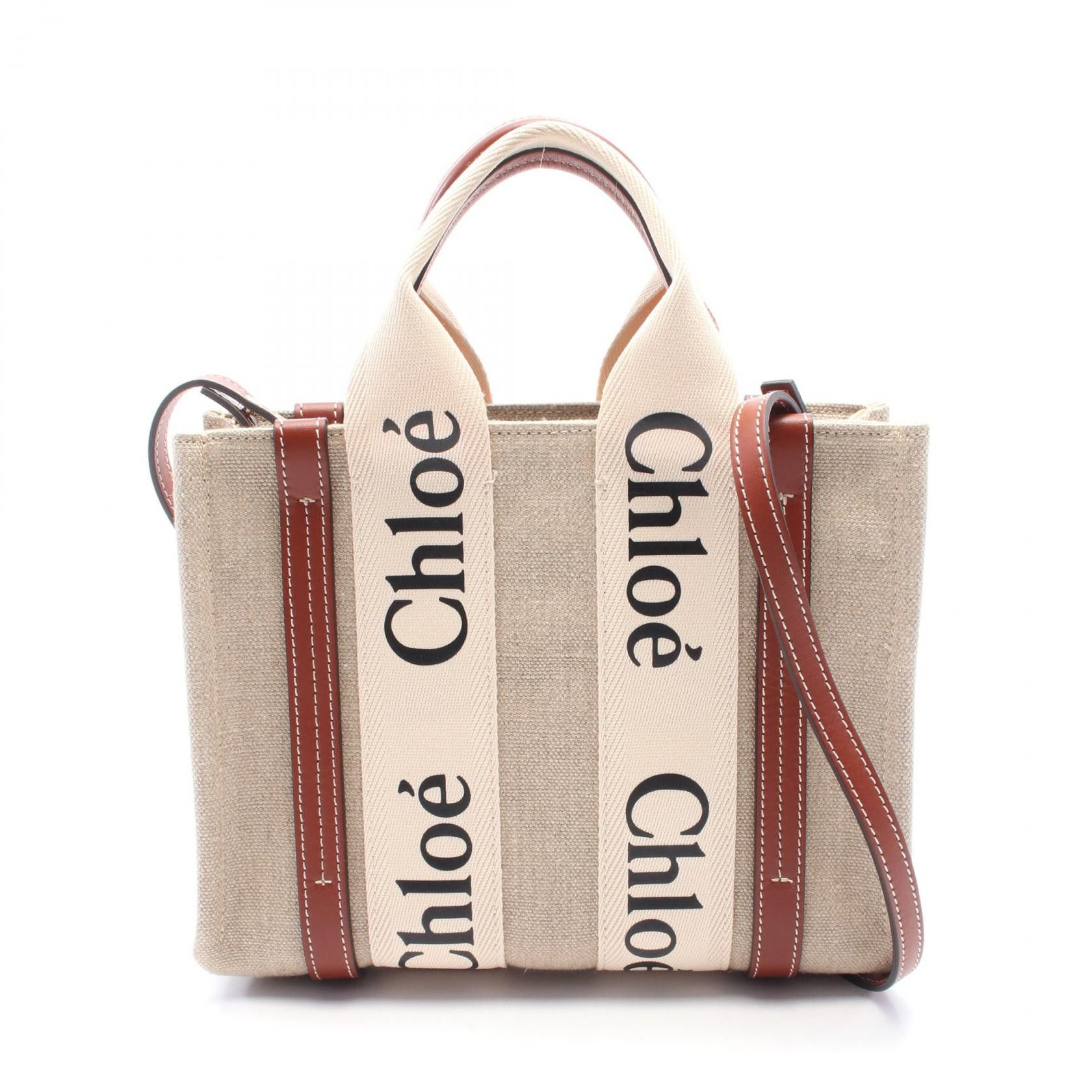 Chloe Chloe Chloe WOODY Fabric Leather Handbag Leather Handbag CHC22A397 Size ONE SIZE - 1 Thumbnail