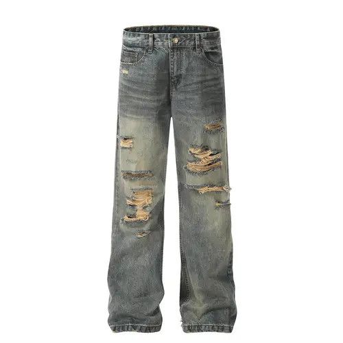Japanese Brand × Jean Heavy washed men's punk distressed loose casual ripped jeans Size US 32 / EU 48 - 1 Thumbnail