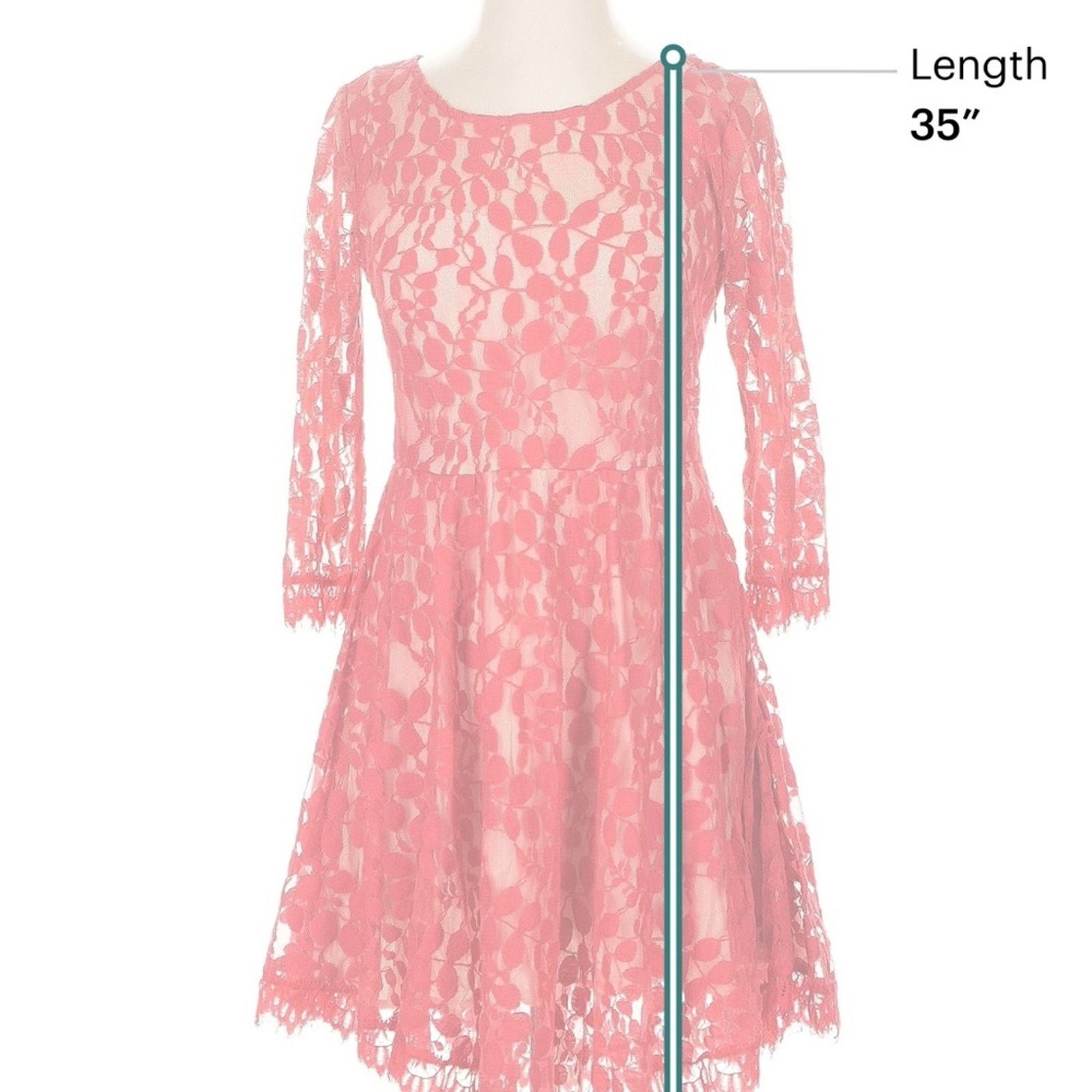 Free People Free People Vibrant Red Lace Long Sleeve Dress Size S / US 4 / IT 40 - 5 Thumbnail